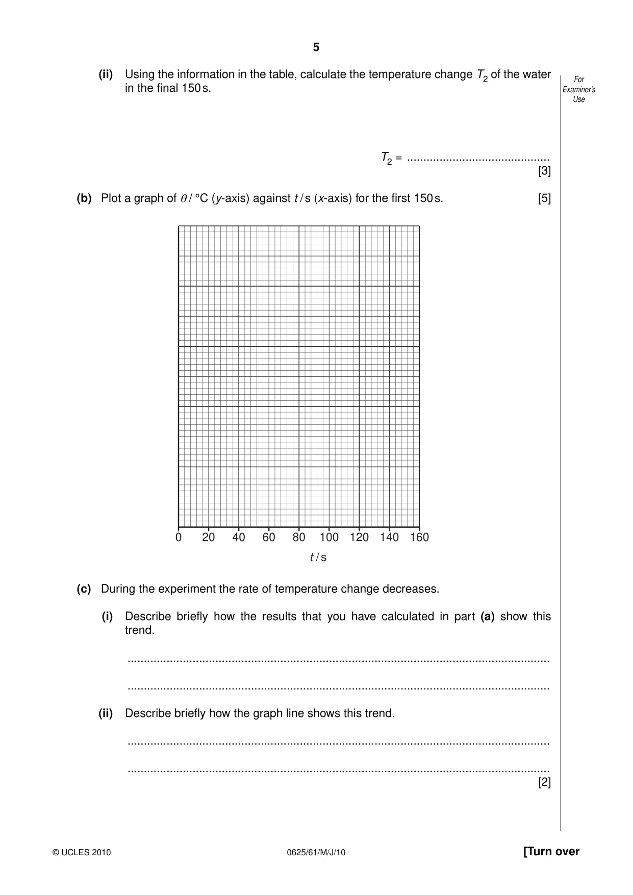 Cambridge IGCSE Physics 0625 2010 May/June Paper 6 · Variant 1 question paper, page 5 of 12
