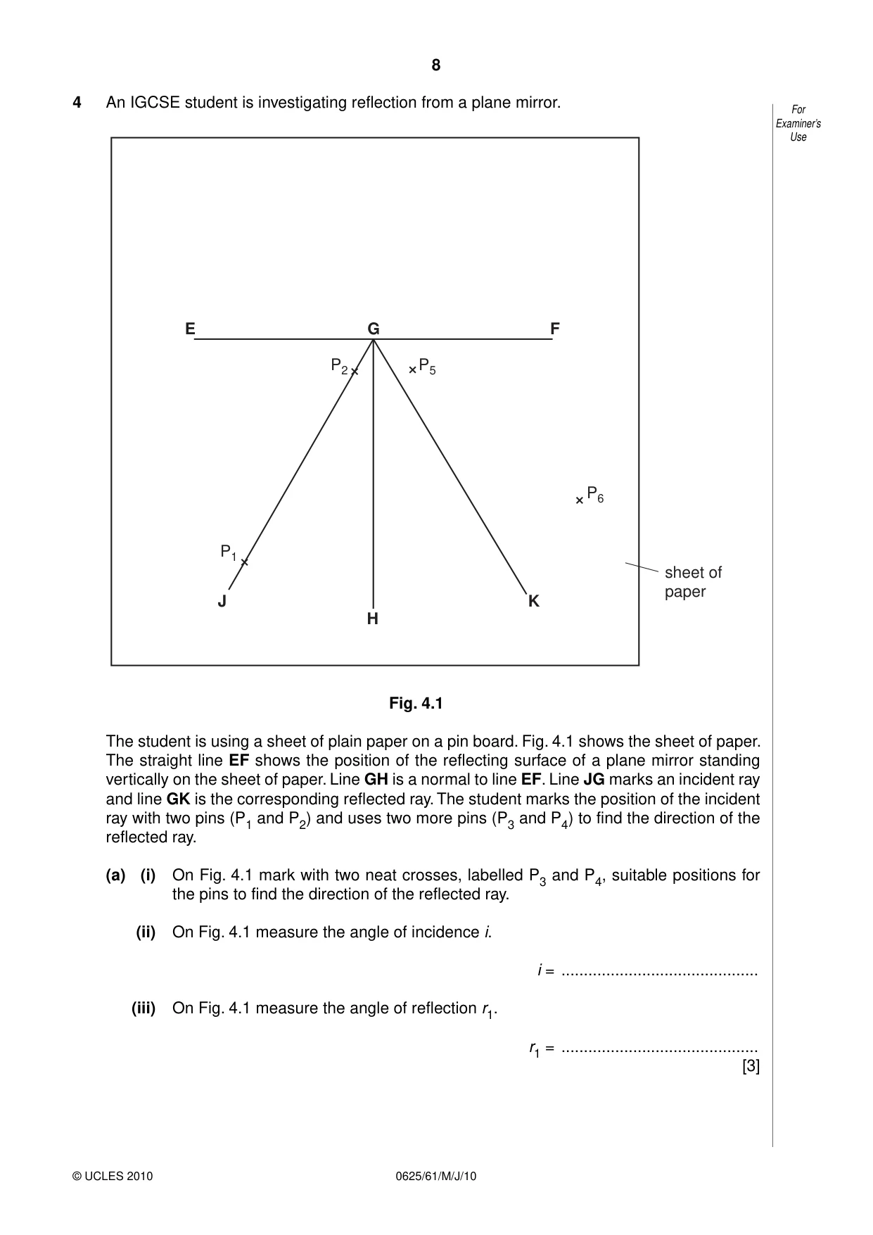 Cambridge IGCSE Physics 0625 2010 May/June Paper 6 · Variant 1 question paper, page 8 of 12