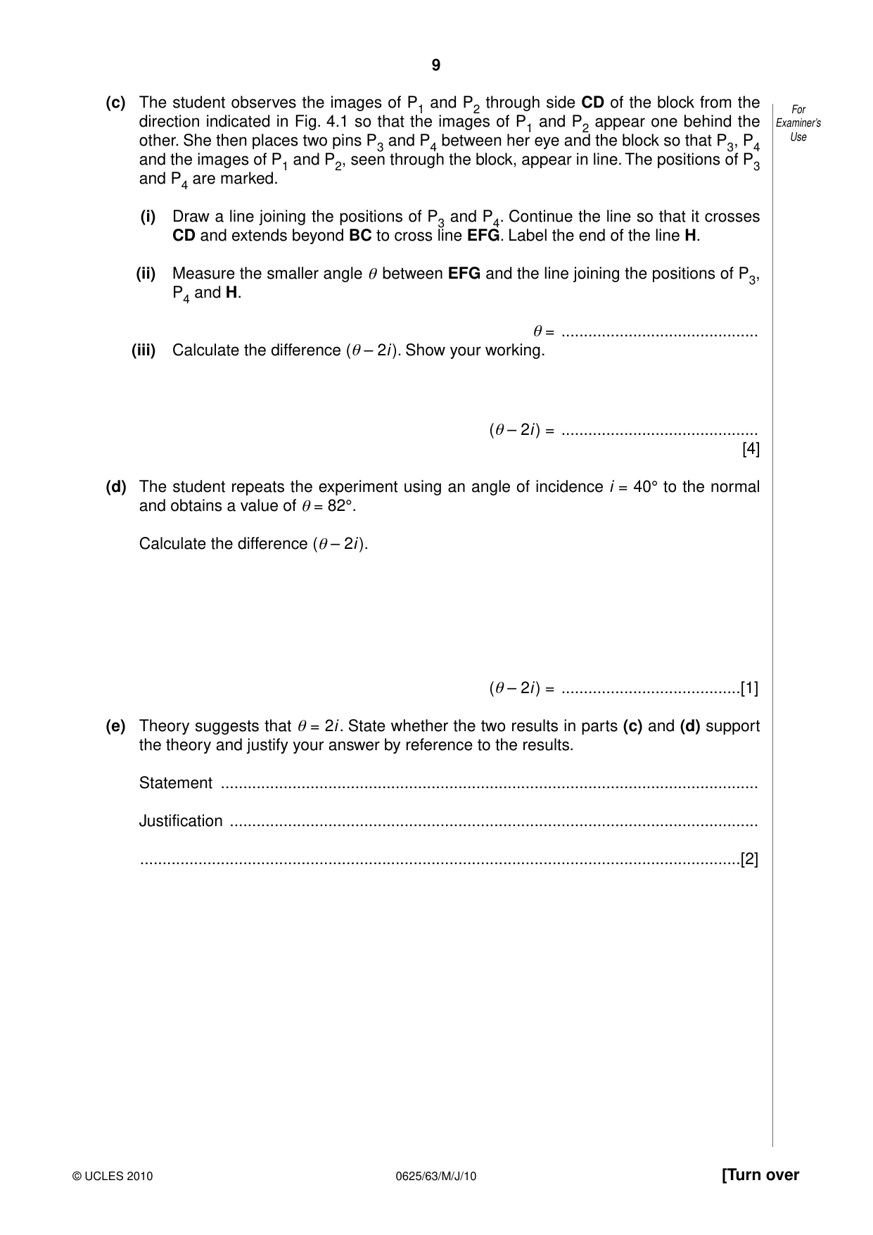 Cambridge IGCSE Physics 0625 2010 May/June Paper 6 · Variant 3 question paper, page 9 of 12