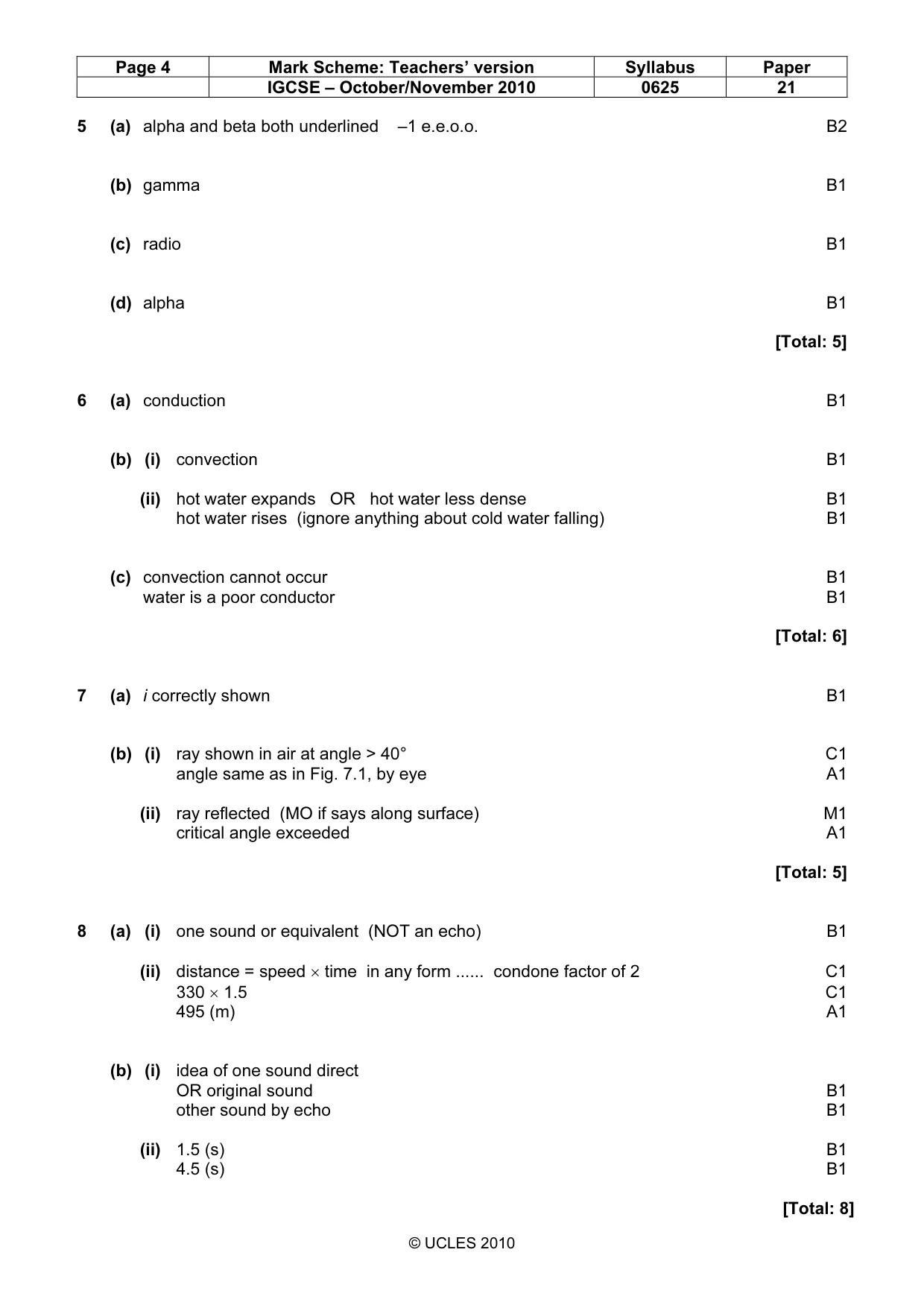 Mark scheme, page 4 of 6