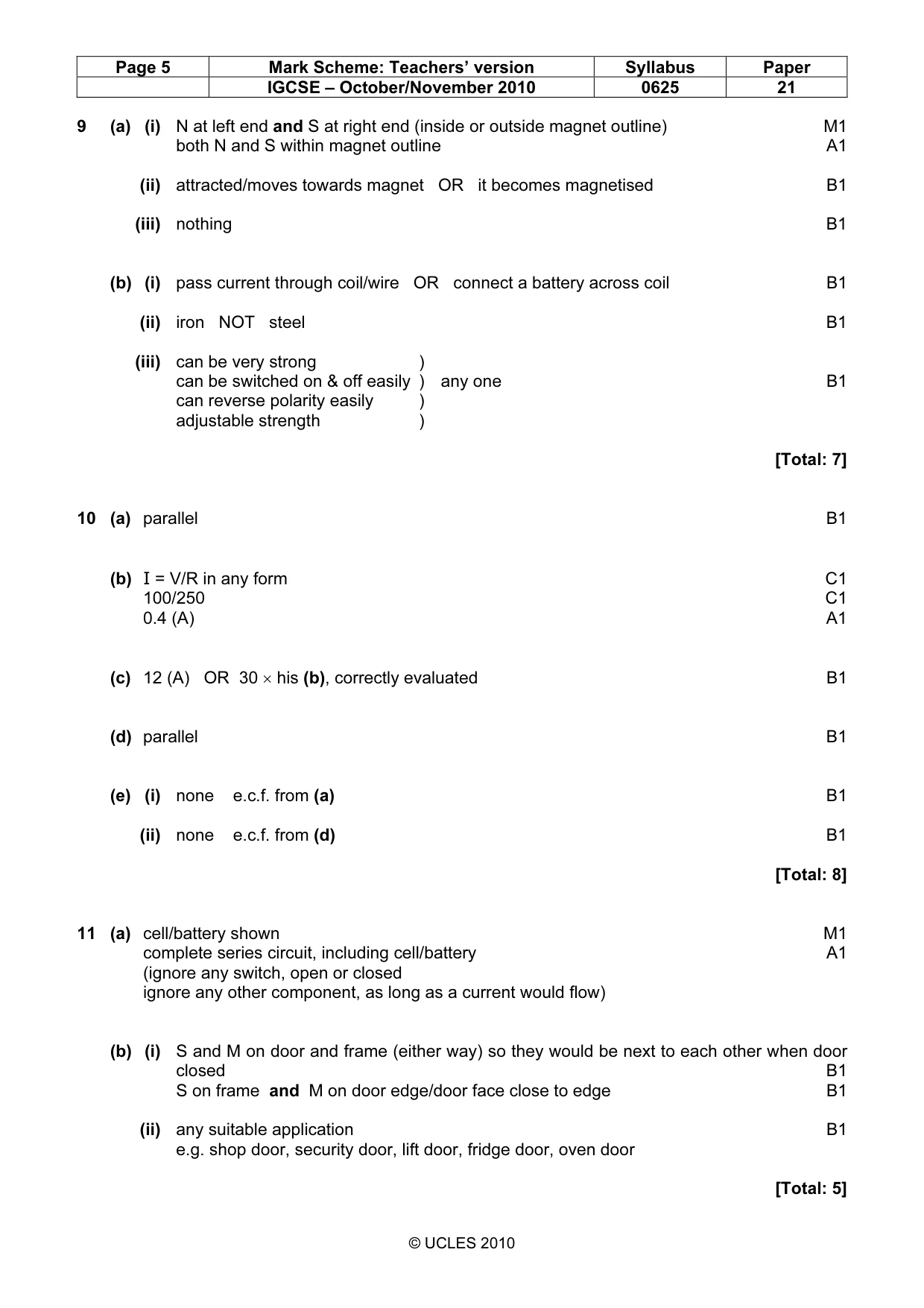 Mark scheme, page 5 of 6