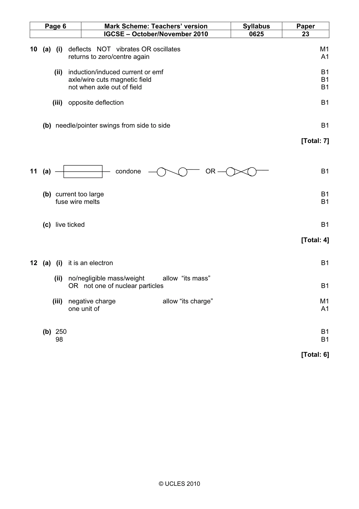 Mark scheme, page 6 of 6
