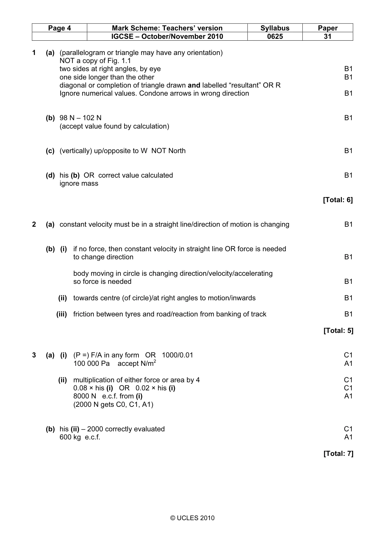 Mark scheme, page 4 of 7