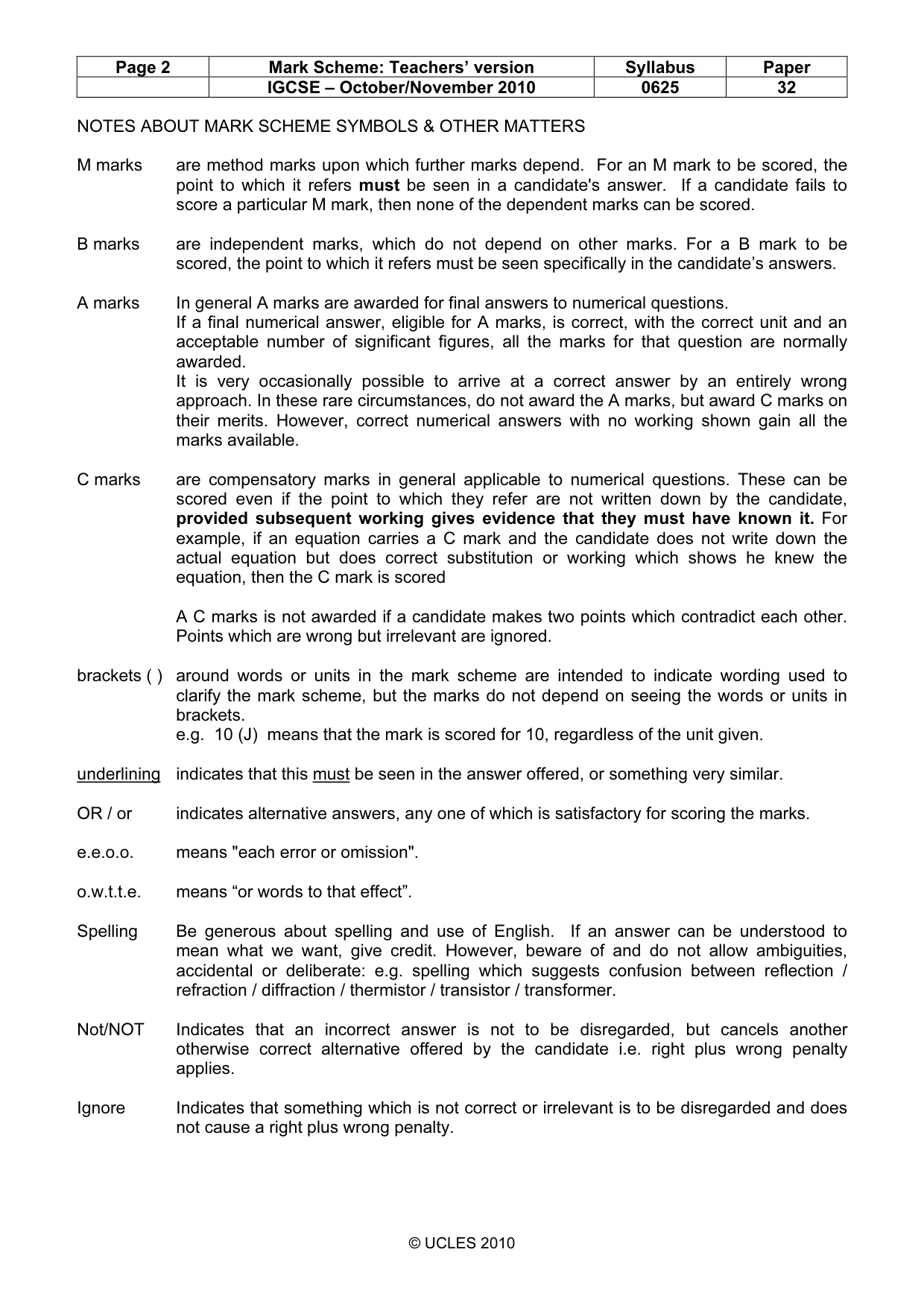 Mark scheme, page 2 of 8