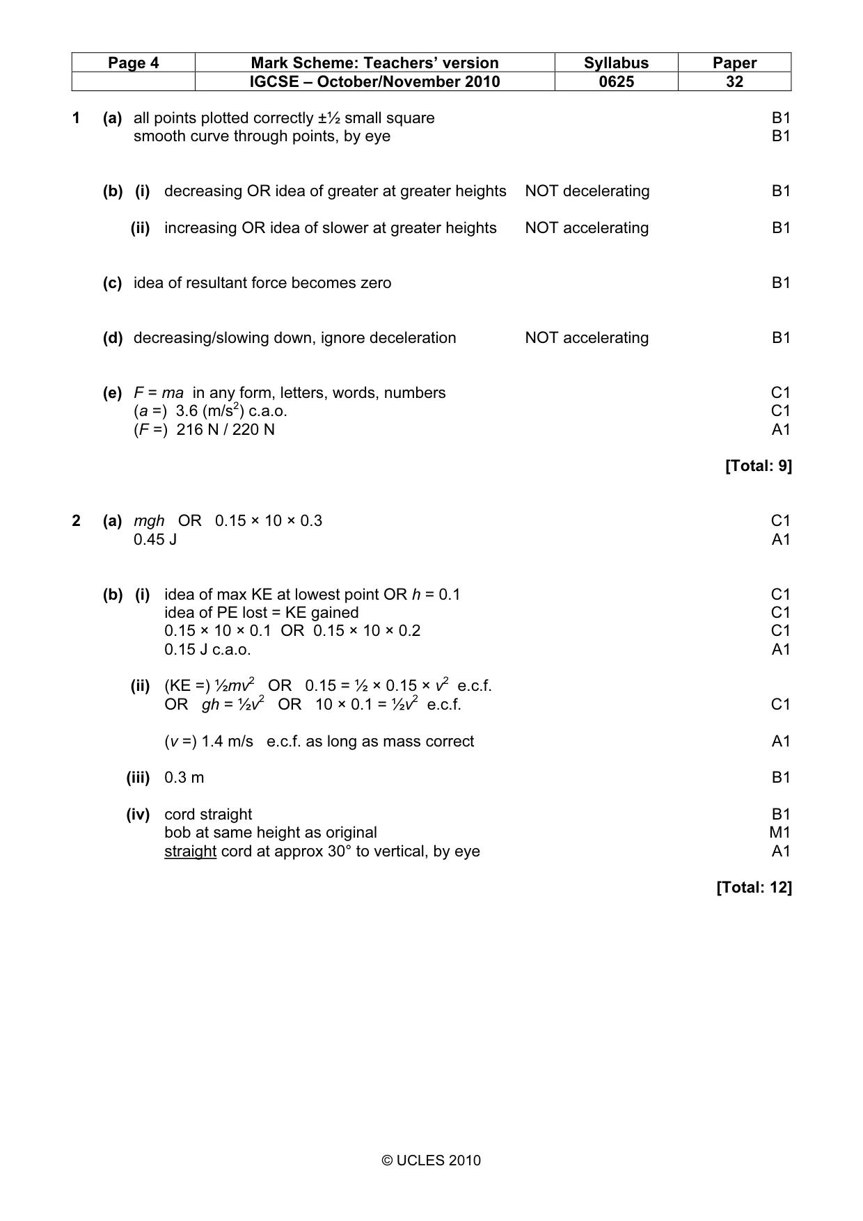 Mark scheme, page 4 of 8
