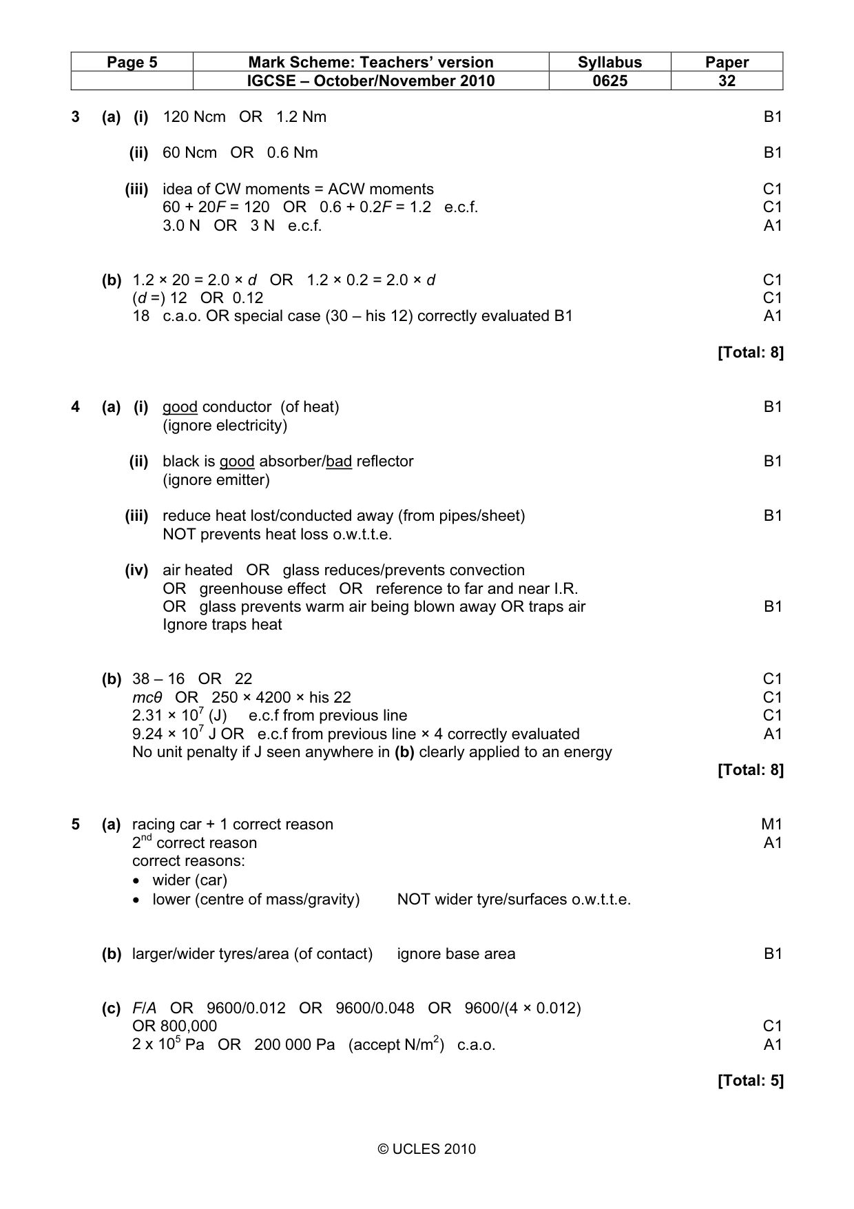 Mark scheme, page 5 of 8