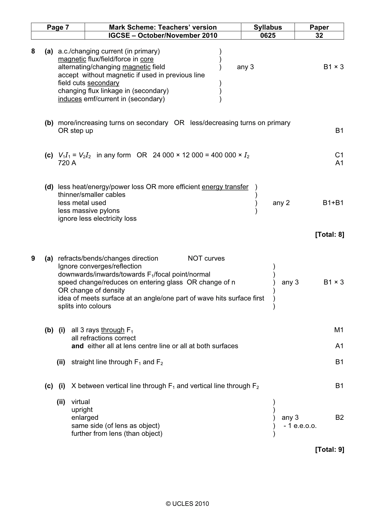 Mark scheme, page 7 of 8