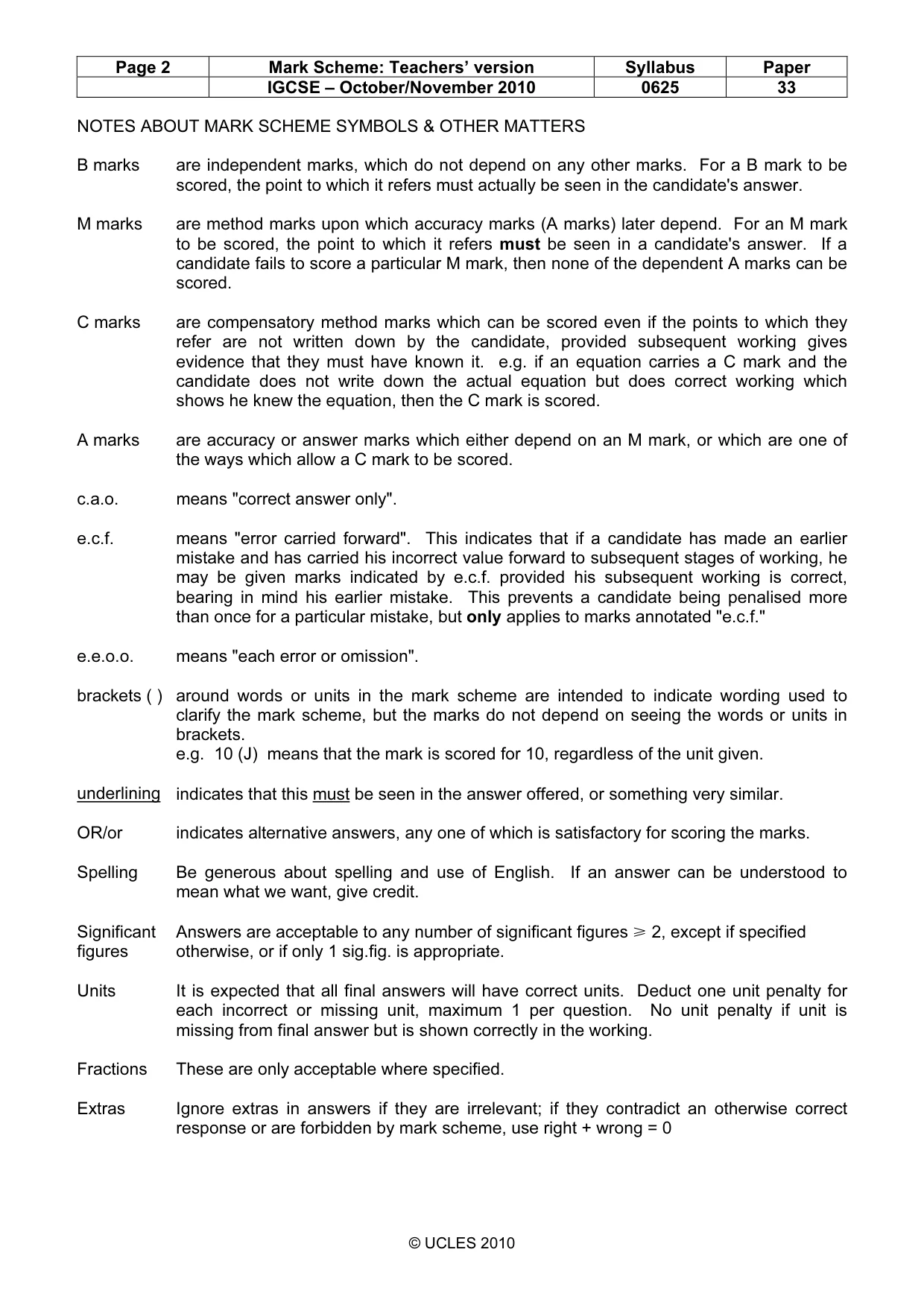 Mark scheme, page 2 of 6