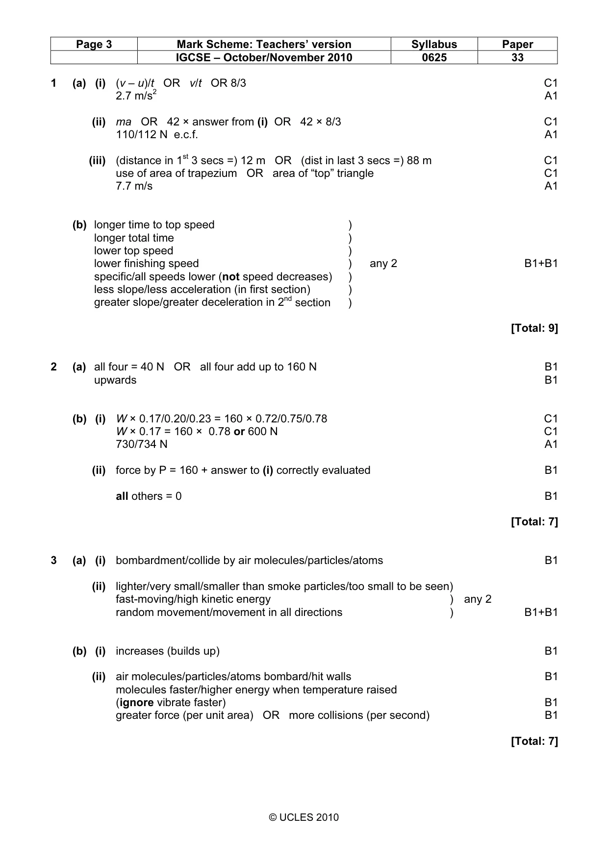 Mark scheme, page 3 of 6