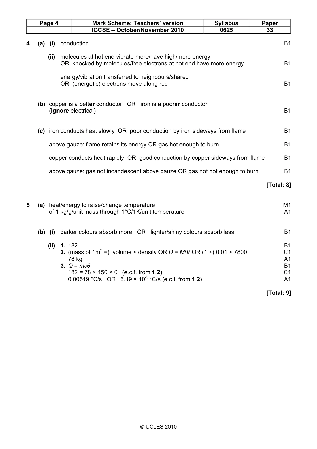 Mark scheme, page 4 of 6