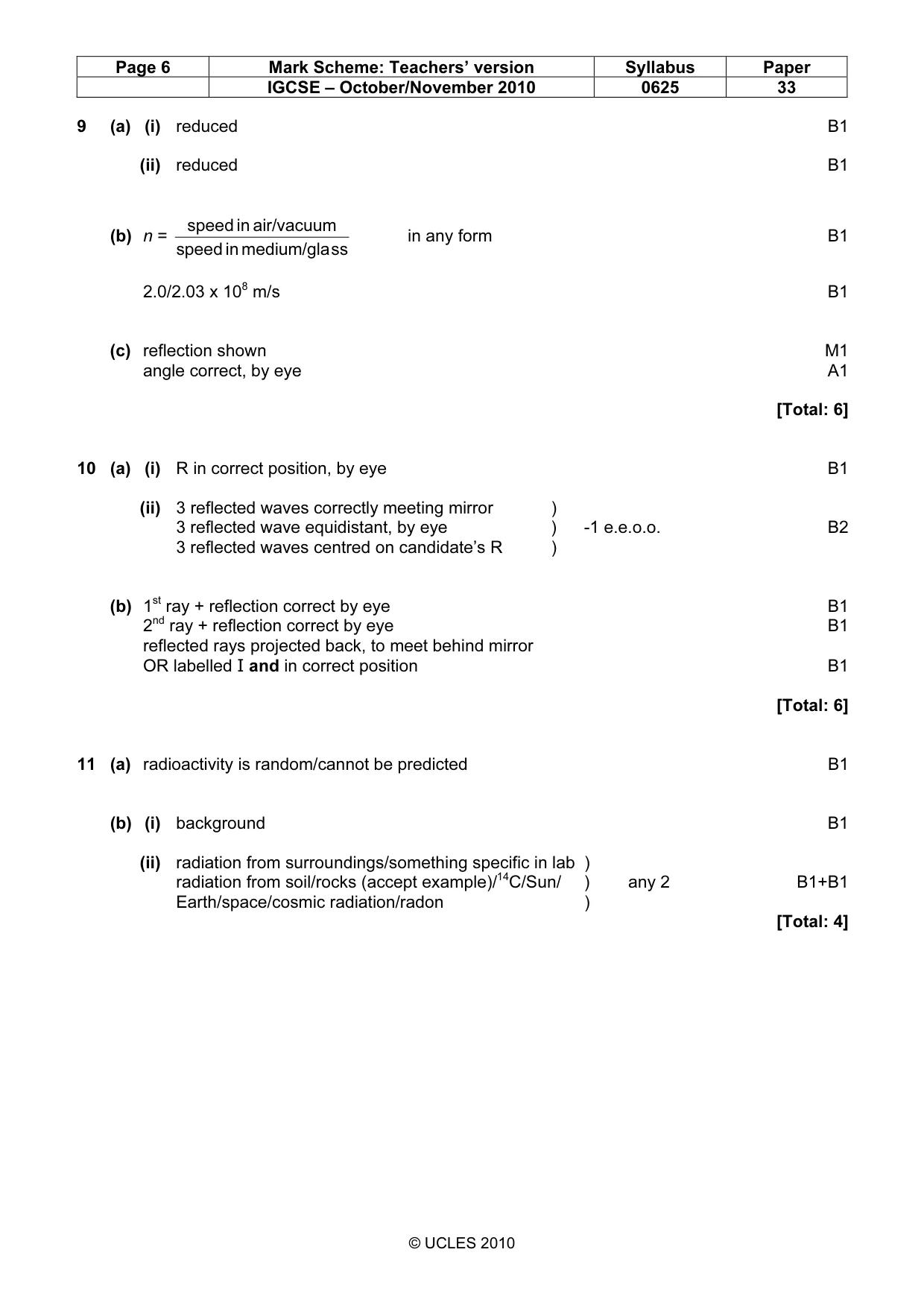 Mark scheme, page 6 of 6