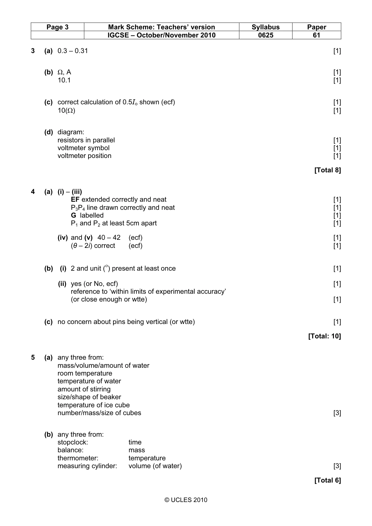 Mark scheme, page 3 of 3