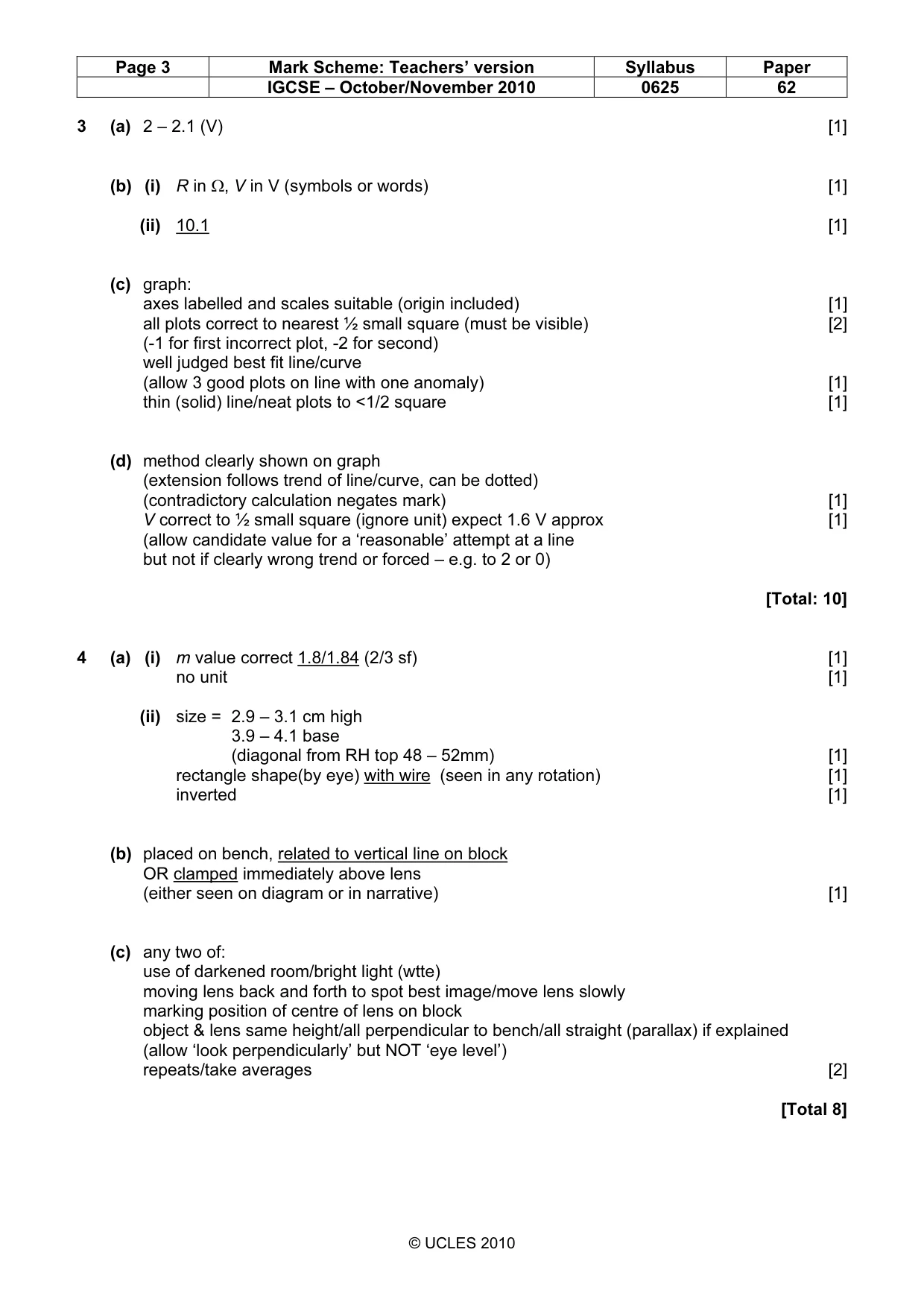 Mark scheme, page 3 of 4