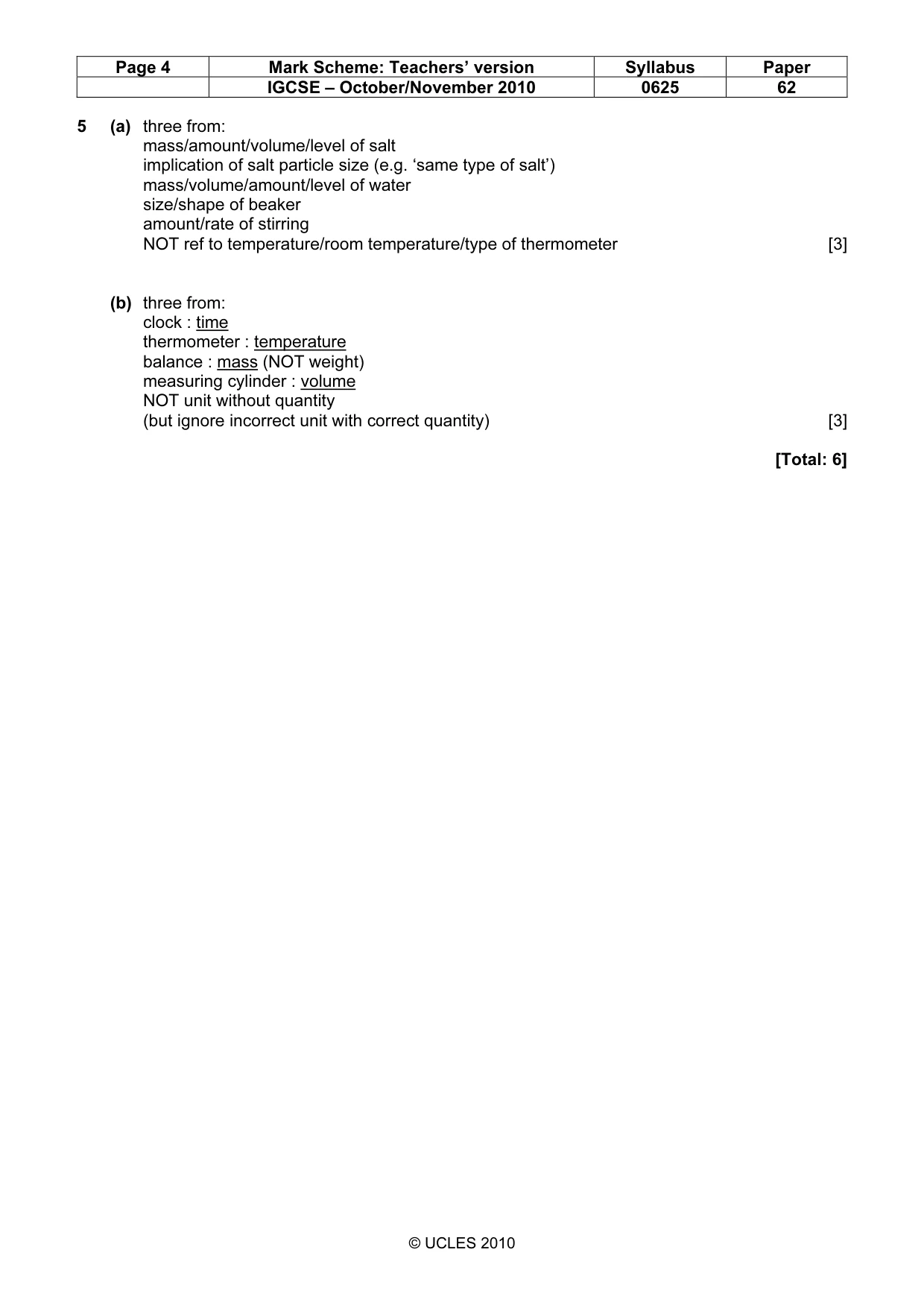 Mark scheme, page 4 of 4