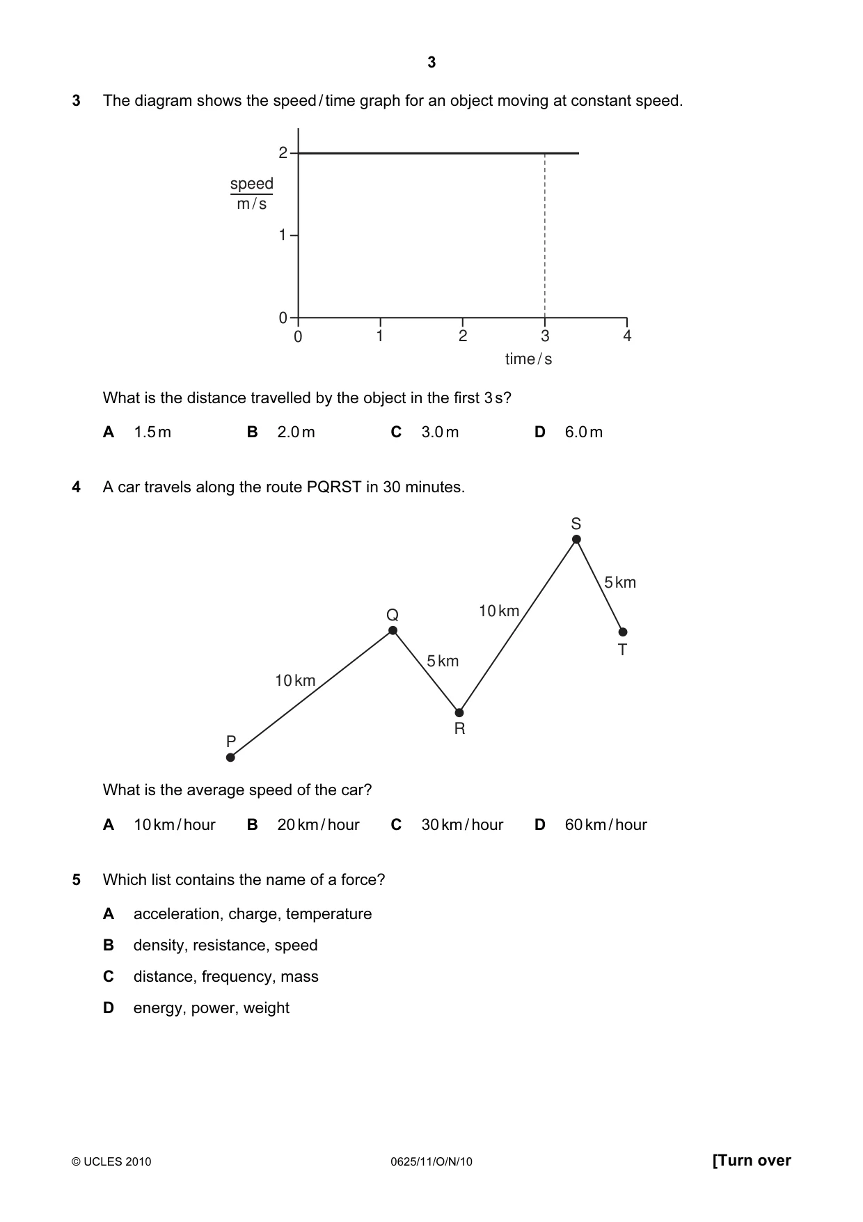 Cambridge IGCSE Physics 0625 2010 Oct/Nov Paper 1 · Variant 1 question paper, page 3 of 20