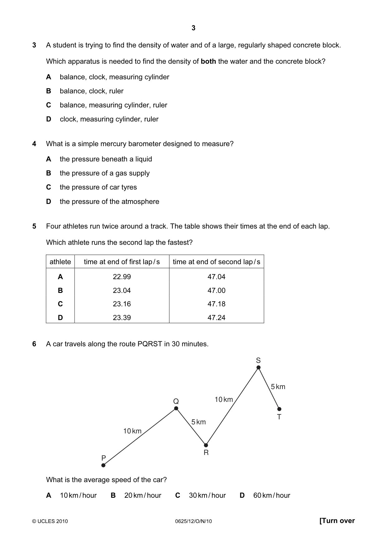 Cambridge IGCSE Physics 0625 2010 Oct/Nov Paper 1 · Variant 2 question paper, page 3 of 20