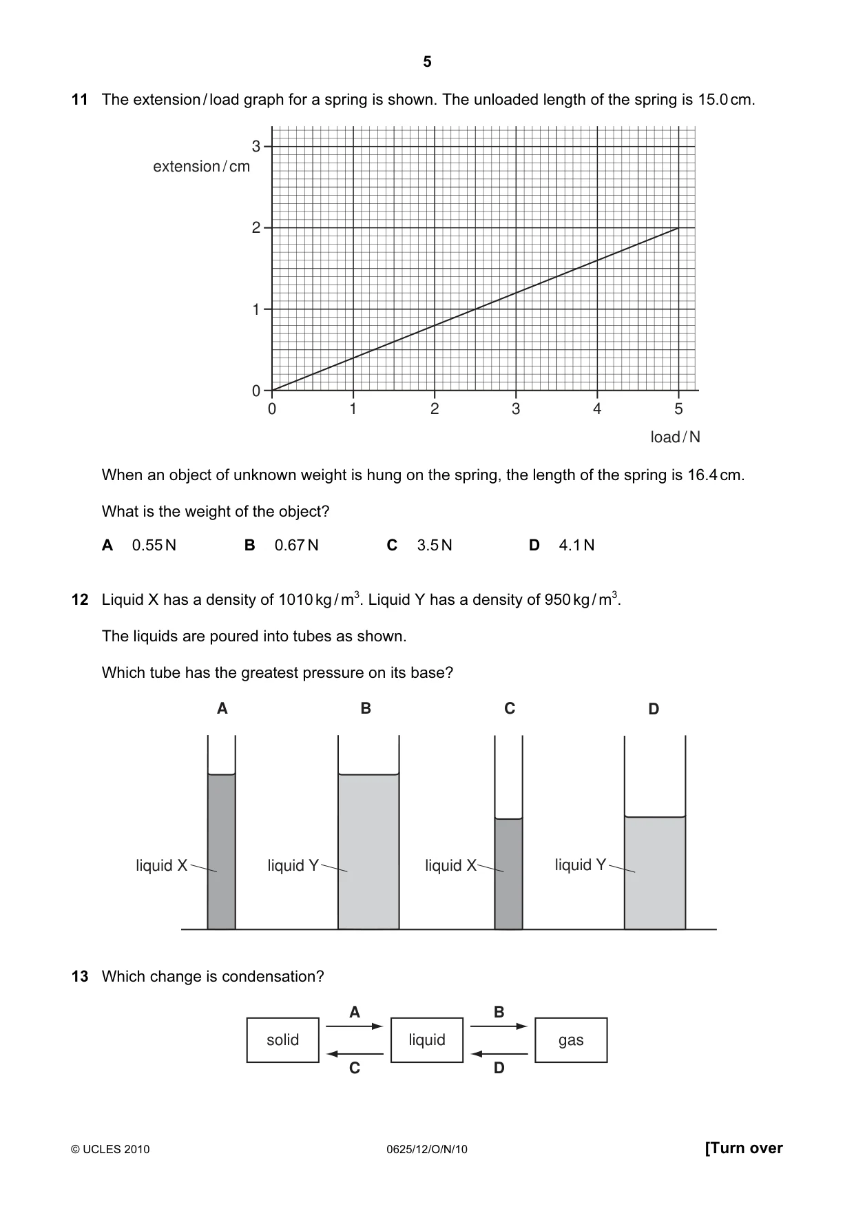 Cambridge IGCSE Physics 0625 2010 Oct/Nov Paper 1 · Variant 2 question paper, page 5 of 20