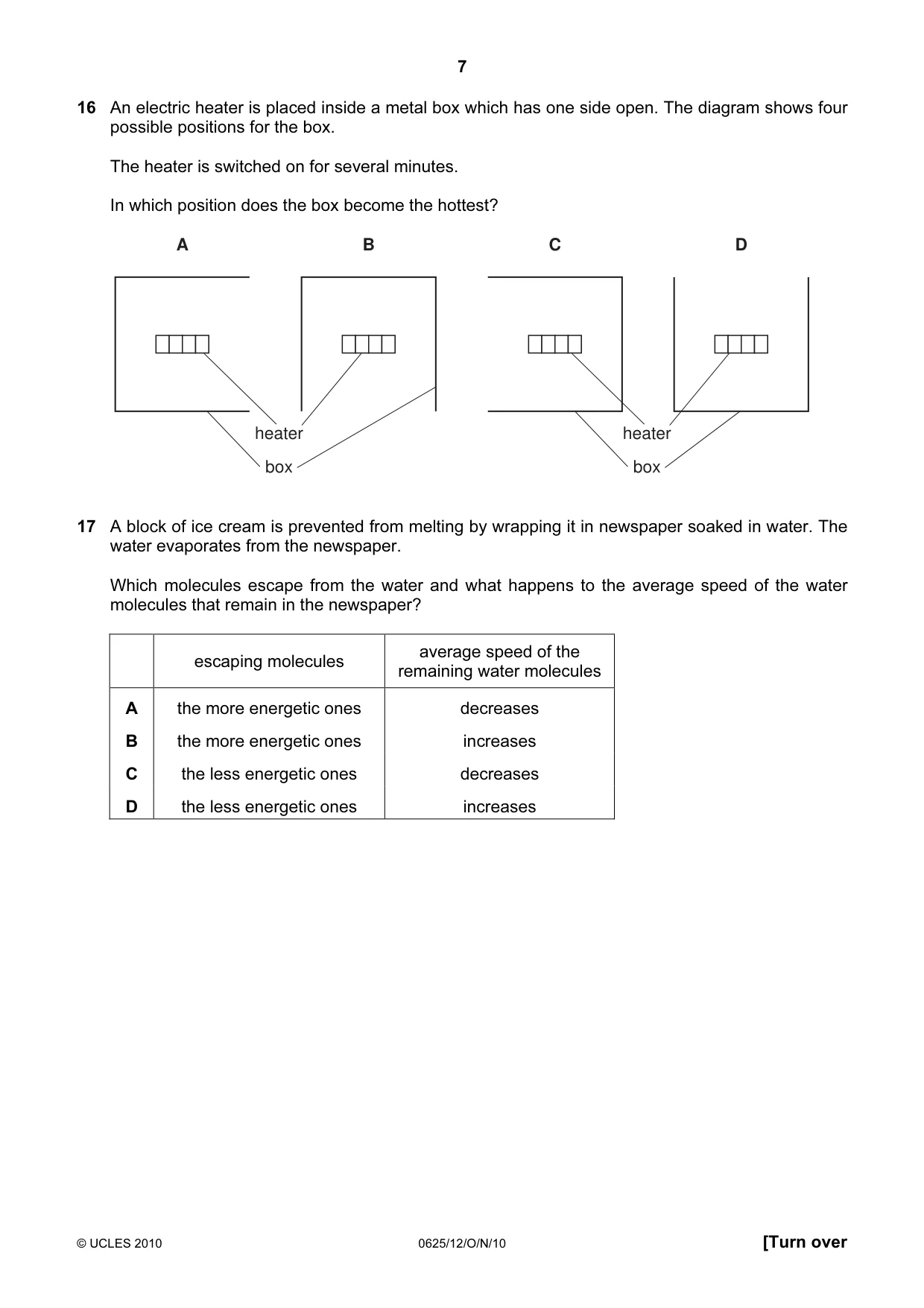 Cambridge IGCSE Physics 0625 2010 Oct/Nov Paper 1 · Variant 2 question paper, page 7 of 20