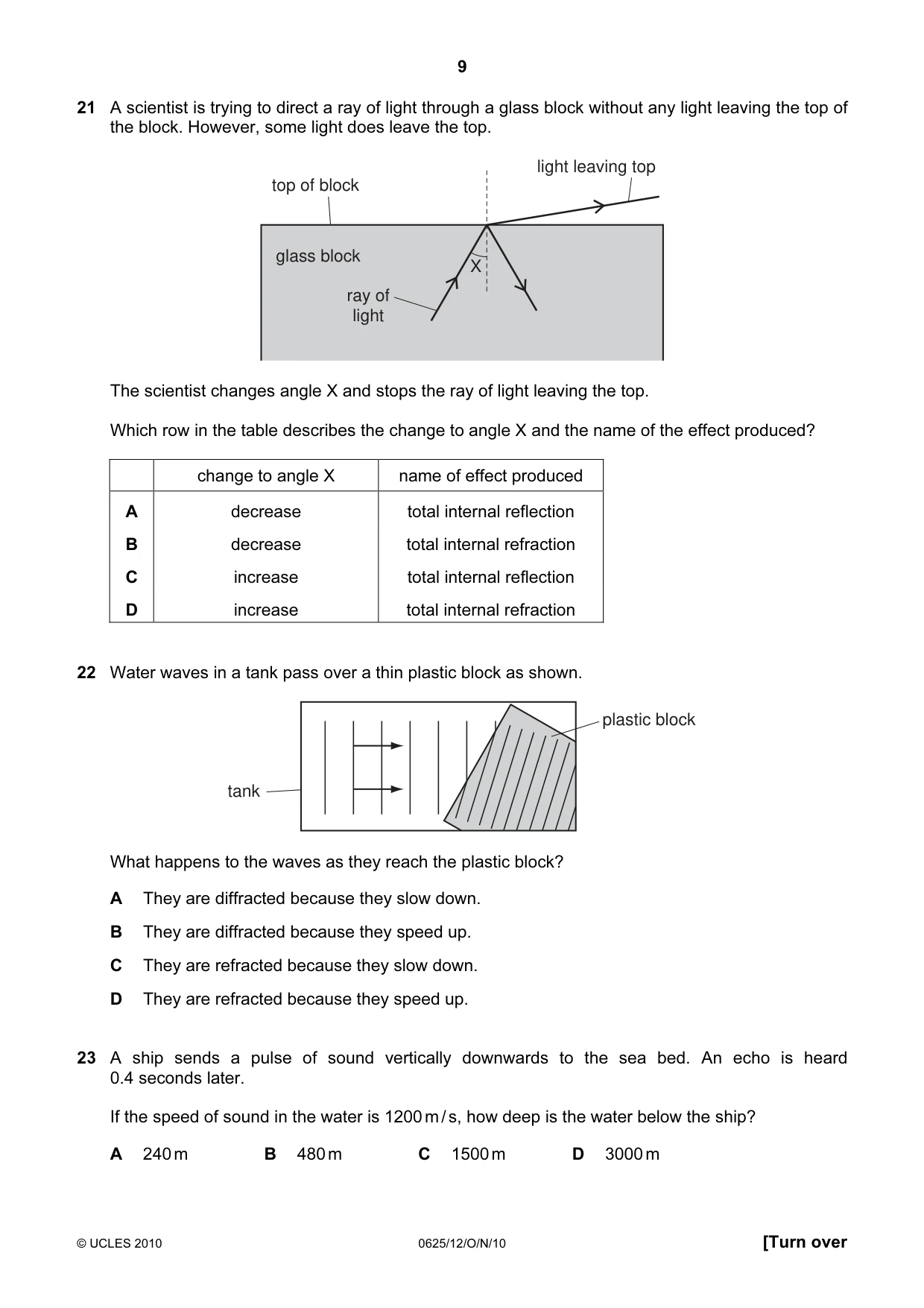 Cambridge IGCSE Physics 0625 2010 Oct/Nov Paper 1 · Variant 2 question paper, page 9 of 20