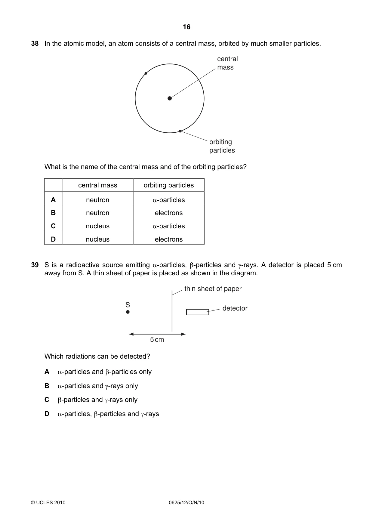 Cambridge IGCSE Physics 0625 2010 Oct/Nov Paper 1 · Variant 2 question paper, page 16 of 20
