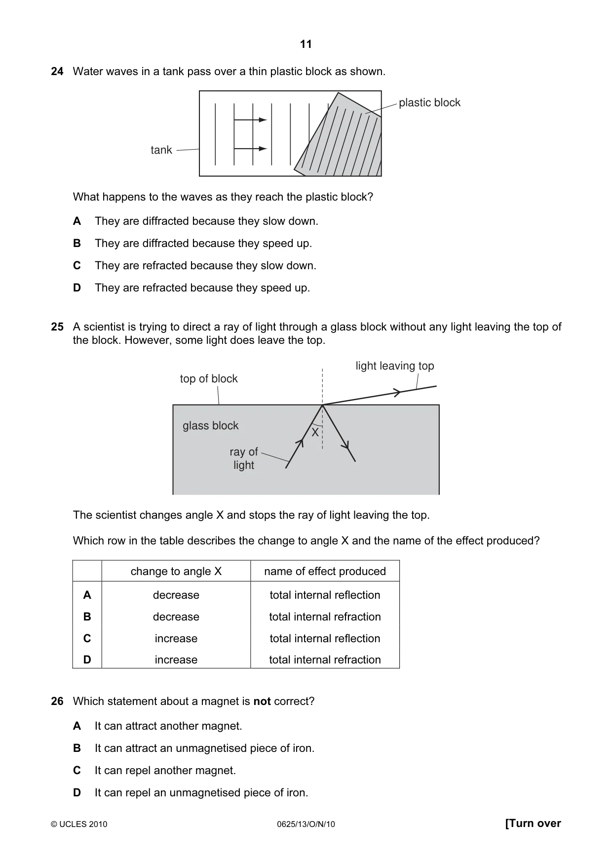 Cambridge IGCSE Physics 0625 2010 Oct/Nov Paper 1 · Variant 3 question paper, page 11 of 20
