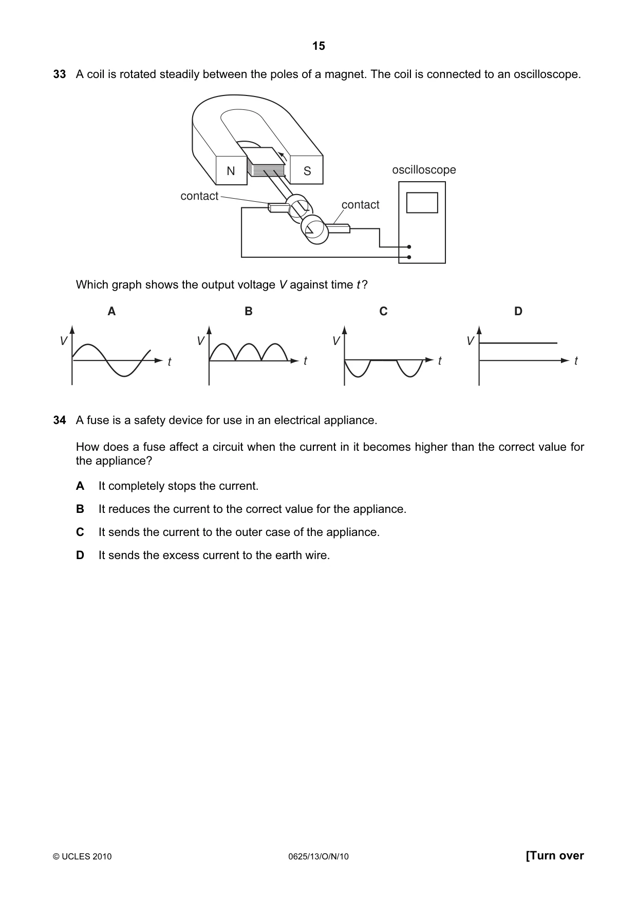 Cambridge IGCSE Physics 0625 2010 Oct/Nov Paper 1 · Variant 3 question paper, page 15 of 20