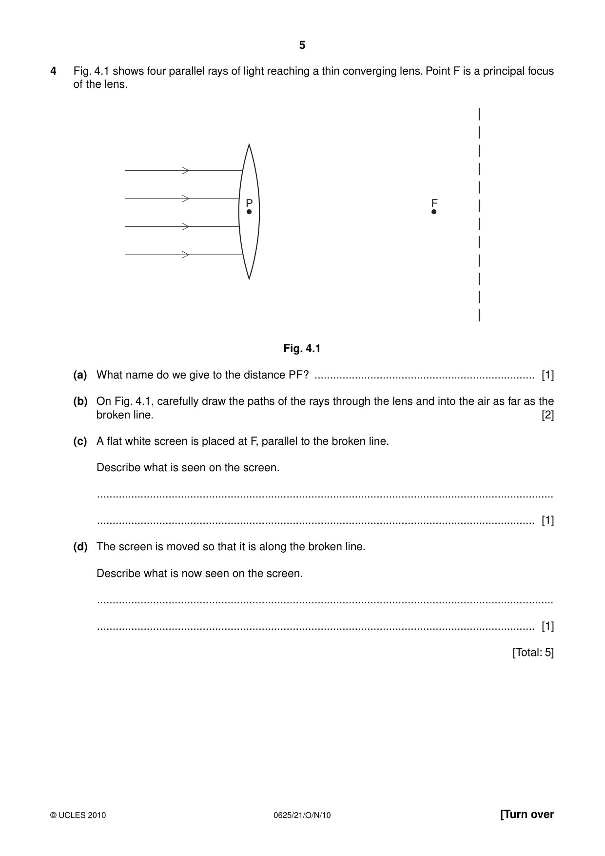Cambridge IGCSE Physics 0625 2010 Oct/Nov Paper 2 · Variant 1 question paper, page 5 of 20