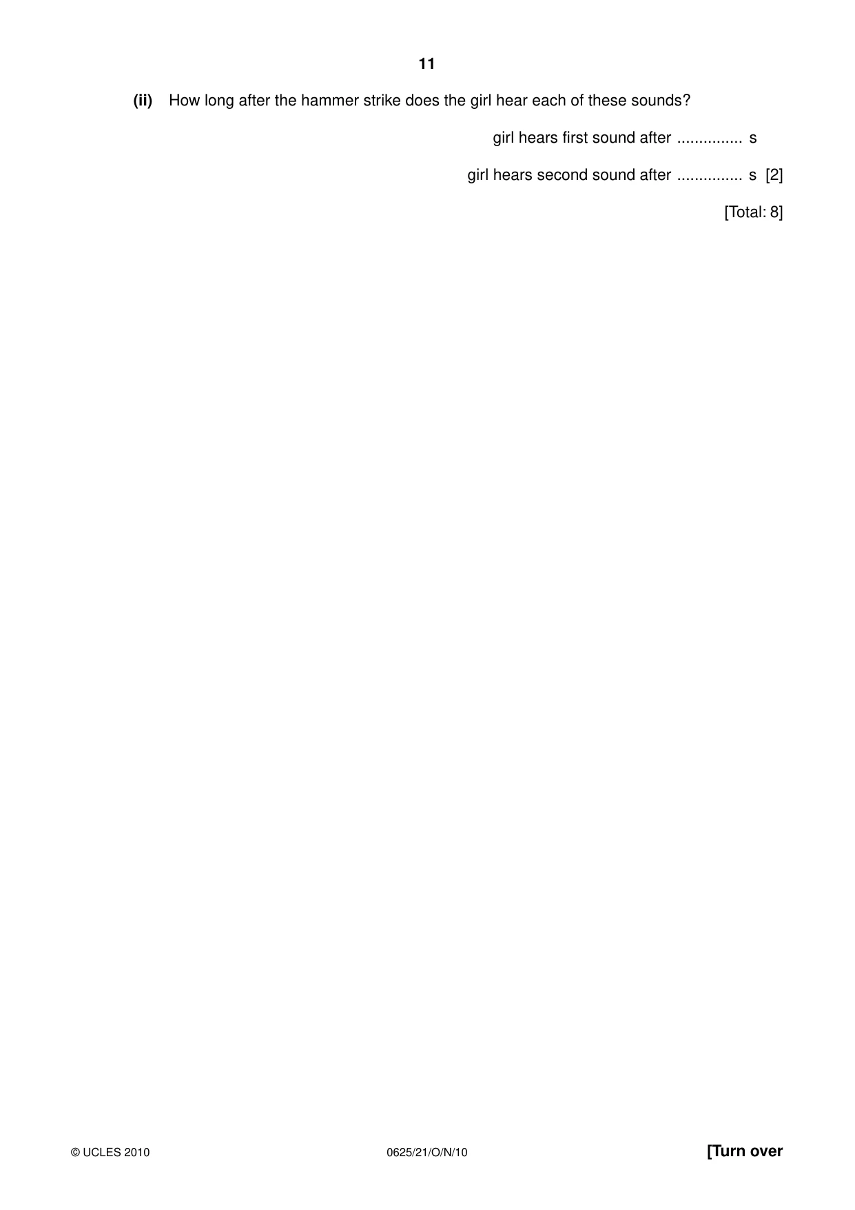 Cambridge IGCSE Physics 0625 2010 Oct/Nov Paper 2 · Variant 1 question paper, page 11 of 20