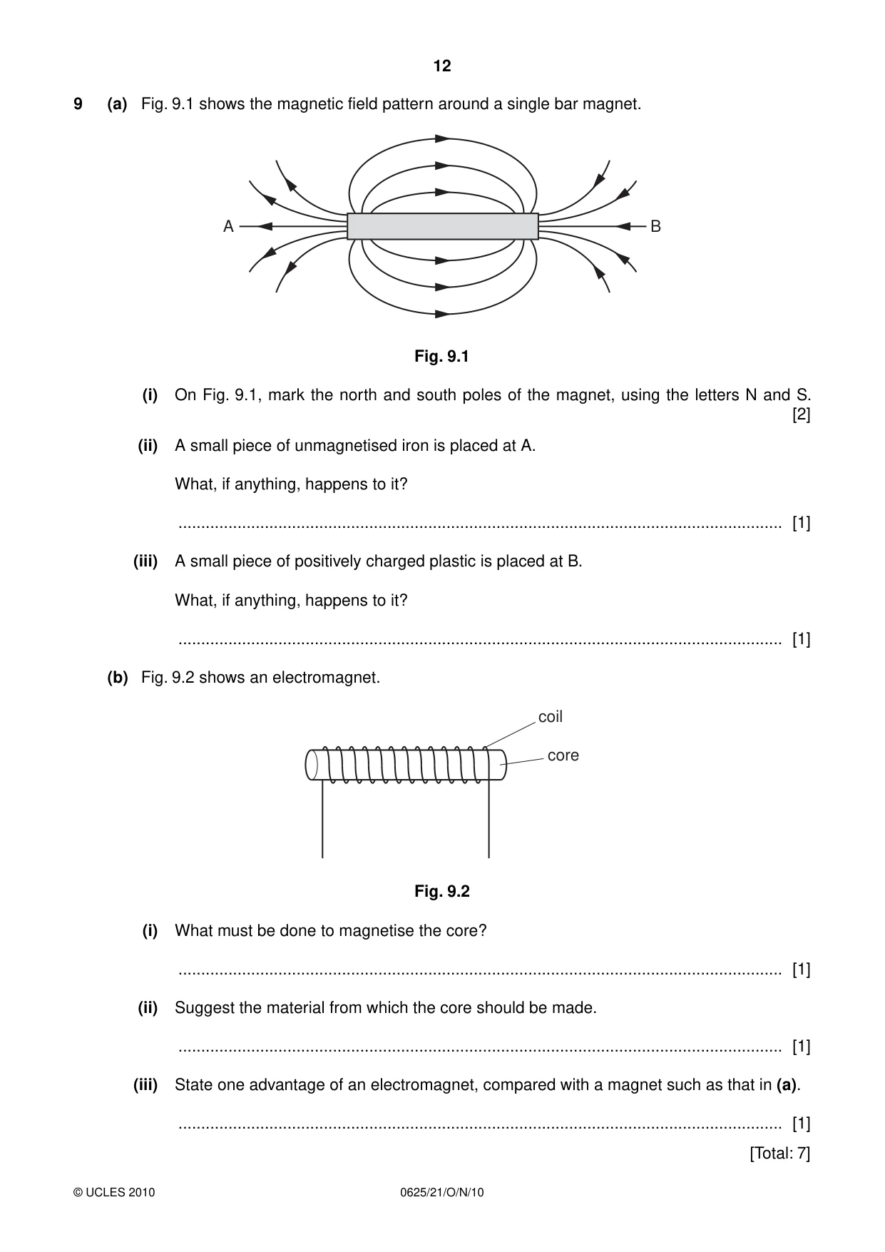 Cambridge IGCSE Physics 0625 2010 Oct/Nov Paper 2 · Variant 1 question paper, page 12 of 20