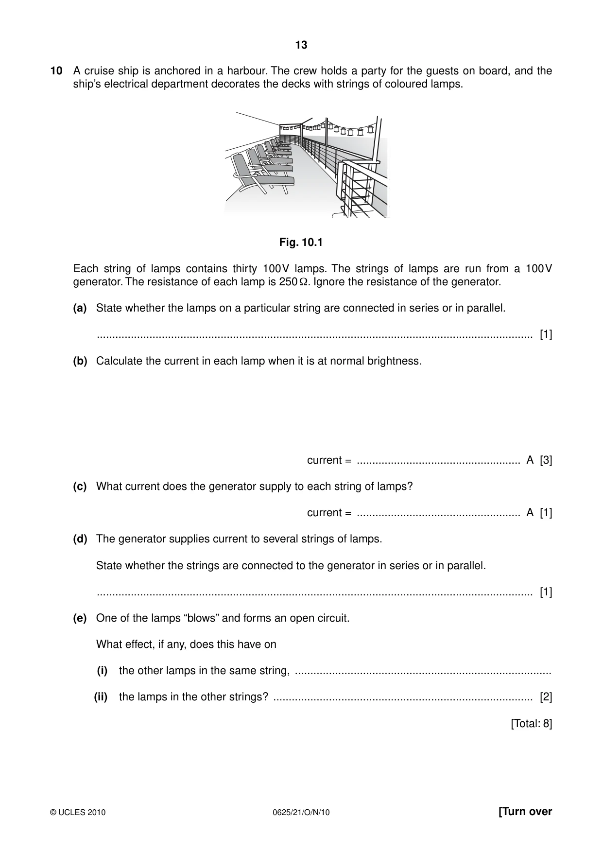 Cambridge IGCSE Physics 0625 2010 Oct/Nov Paper 2 · Variant 1 question paper, page 13 of 20