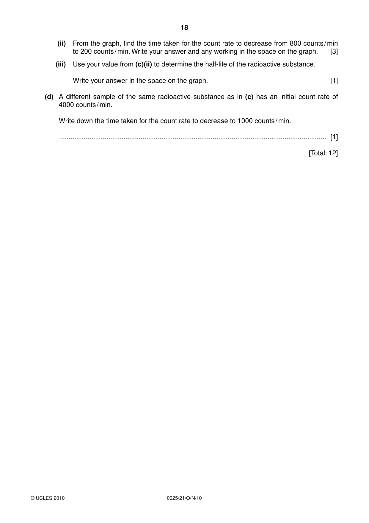 Cambridge IGCSE Physics 0625 2010 Oct/Nov Paper 2 · Variant 1 question paper, page 18 of 20