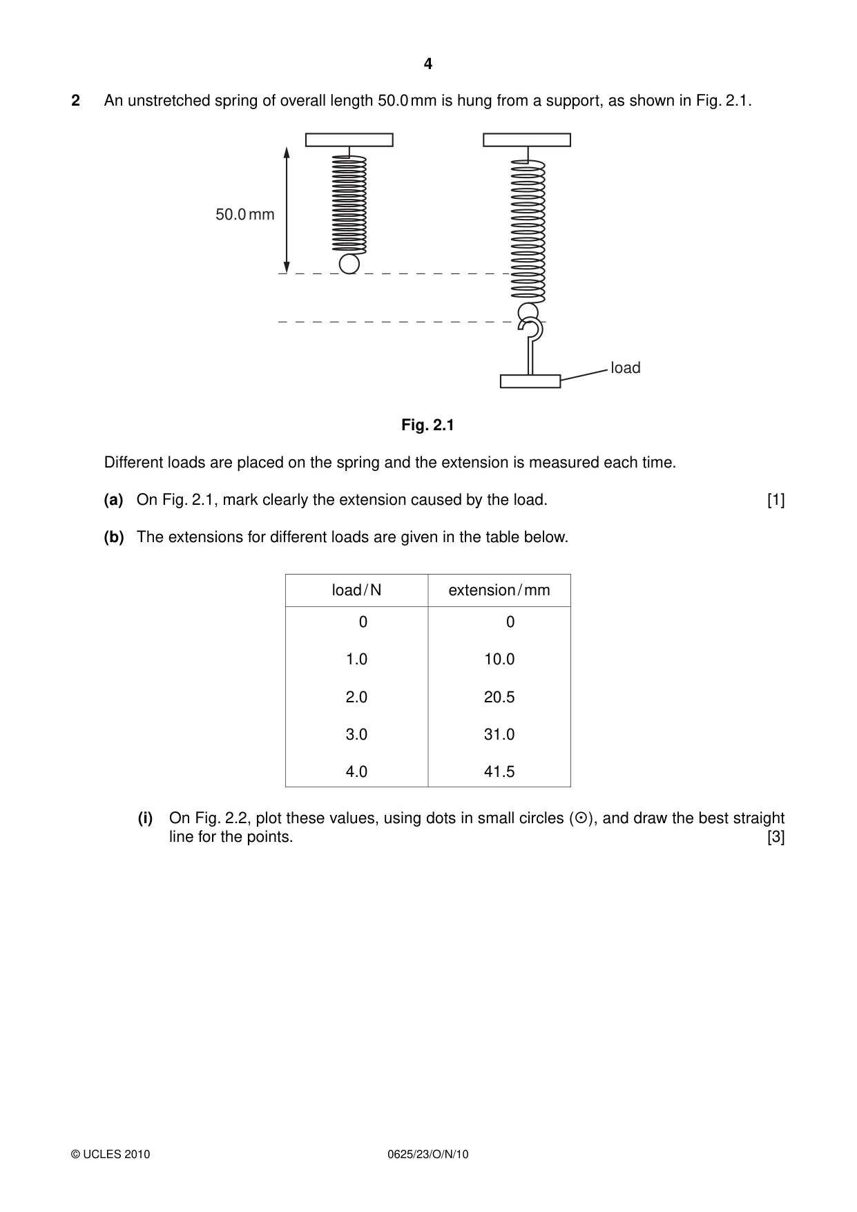 Cambridge IGCSE Physics 0625 2010 Oct/Nov Paper 2 · Variant 3 question paper, page 4 of 20