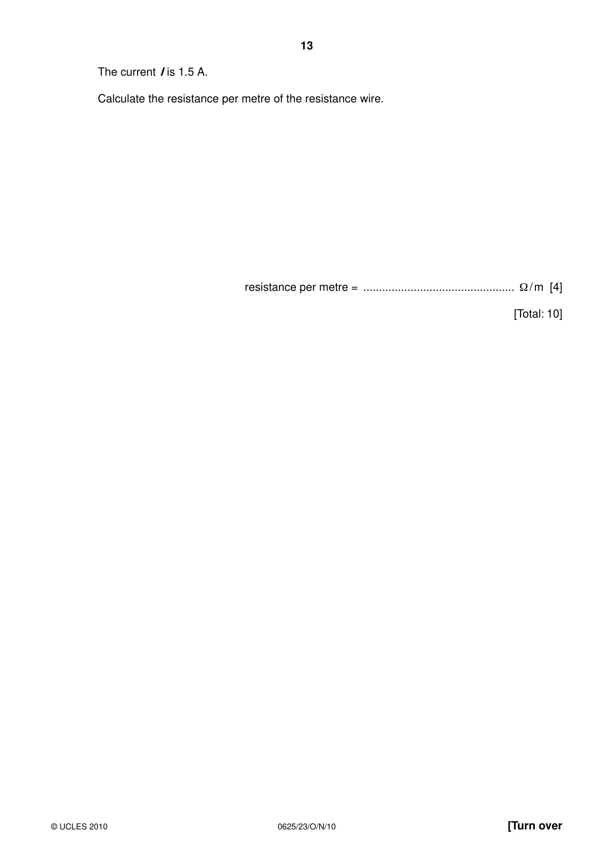 Cambridge IGCSE Physics 0625 2010 Oct/Nov Paper 2 · Variant 3 question paper, page 13 of 20