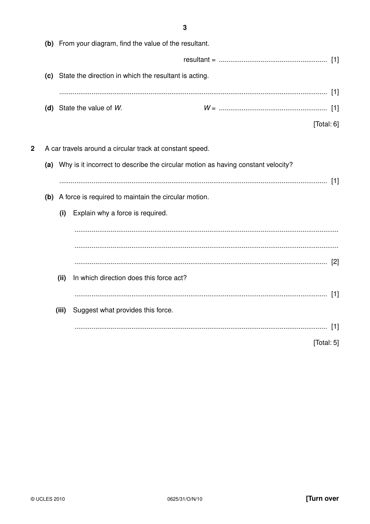 Cambridge IGCSE Physics 0625 2010 Oct/Nov Paper 3 · Variant 1 question paper, page 3 of 20
