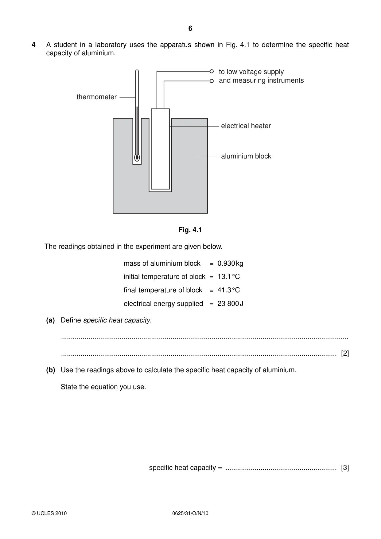 Cambridge IGCSE Physics 0625 2010 Oct/Nov Paper 3 · Variant 1 question paper, page 6 of 20