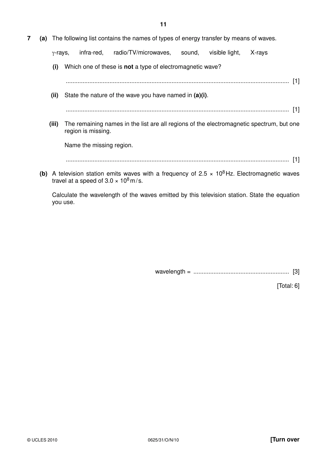 Cambridge IGCSE Physics 0625 2010 Oct/Nov Paper 3 · Variant 1 question paper, page 11 of 20