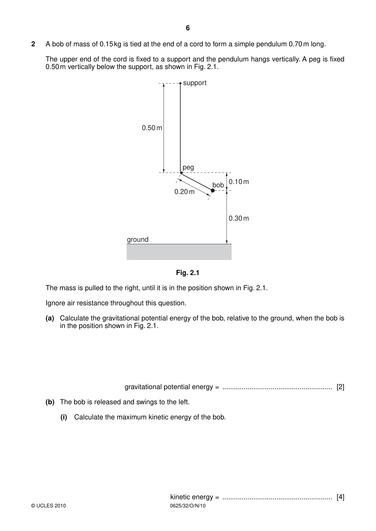 Cambridge IGCSE Physics 0625 2010 Oct/Nov Paper 3 · Variant 2 question paper, page 6 of 20