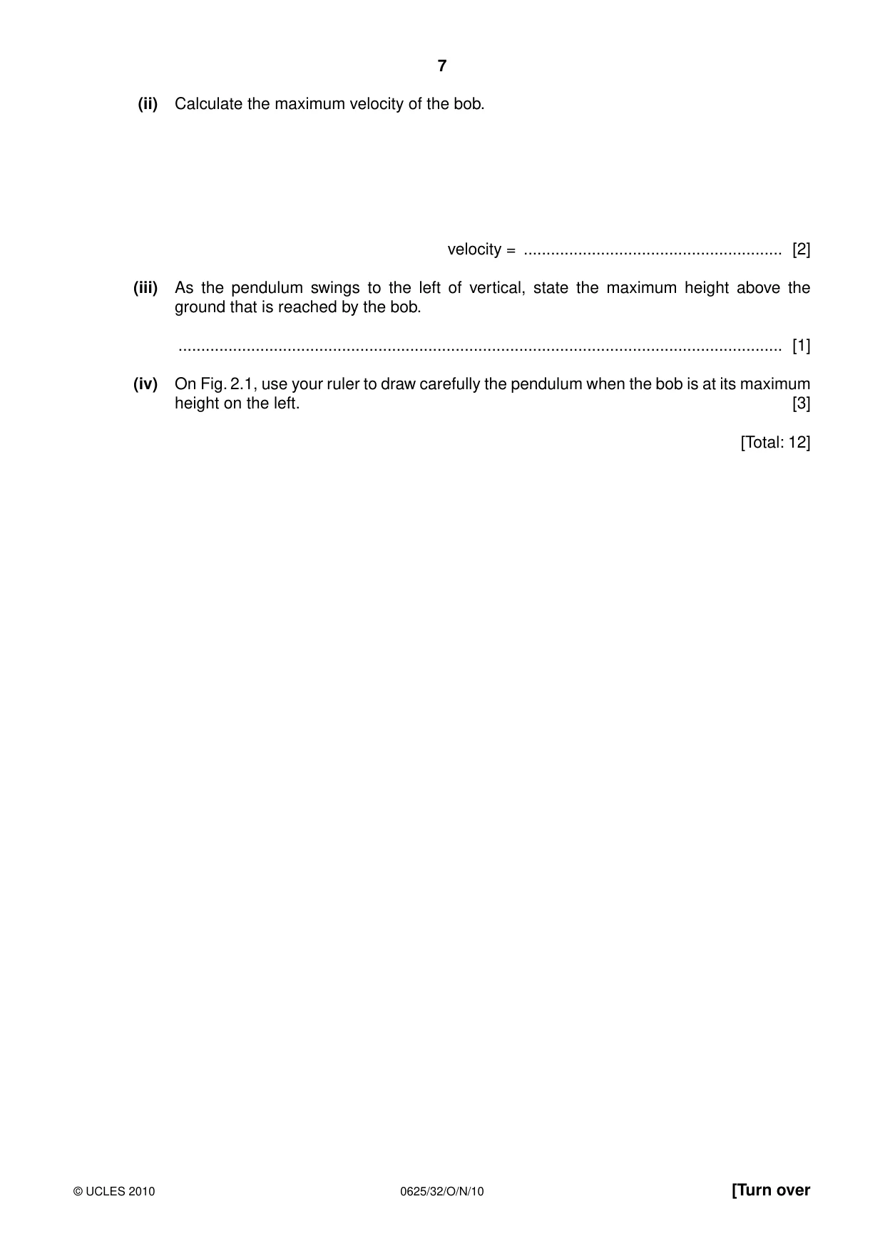 Cambridge IGCSE Physics 0625 2010 Oct/Nov Paper 3 · Variant 2 question paper, page 7 of 20