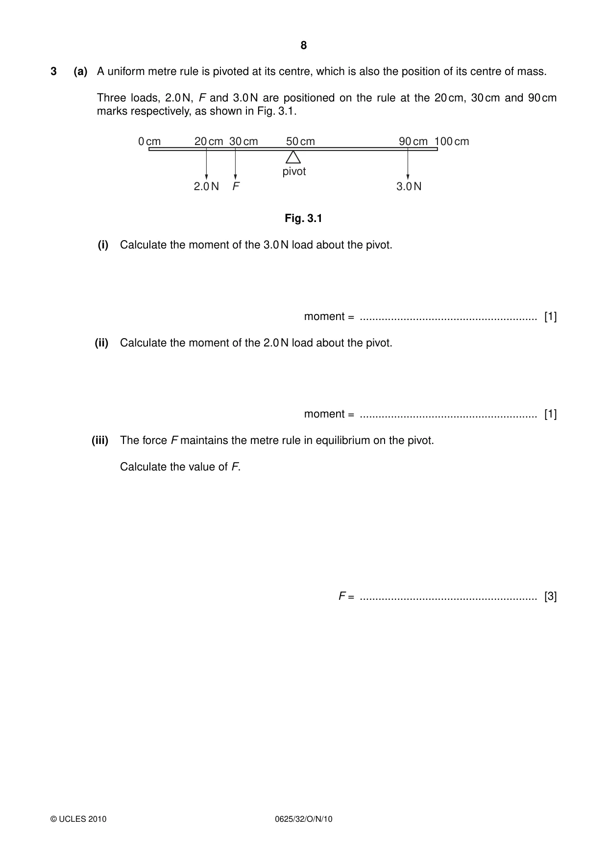 Cambridge IGCSE Physics 0625 2010 Oct/Nov Paper 3 · Variant 2 question paper, page 8 of 20