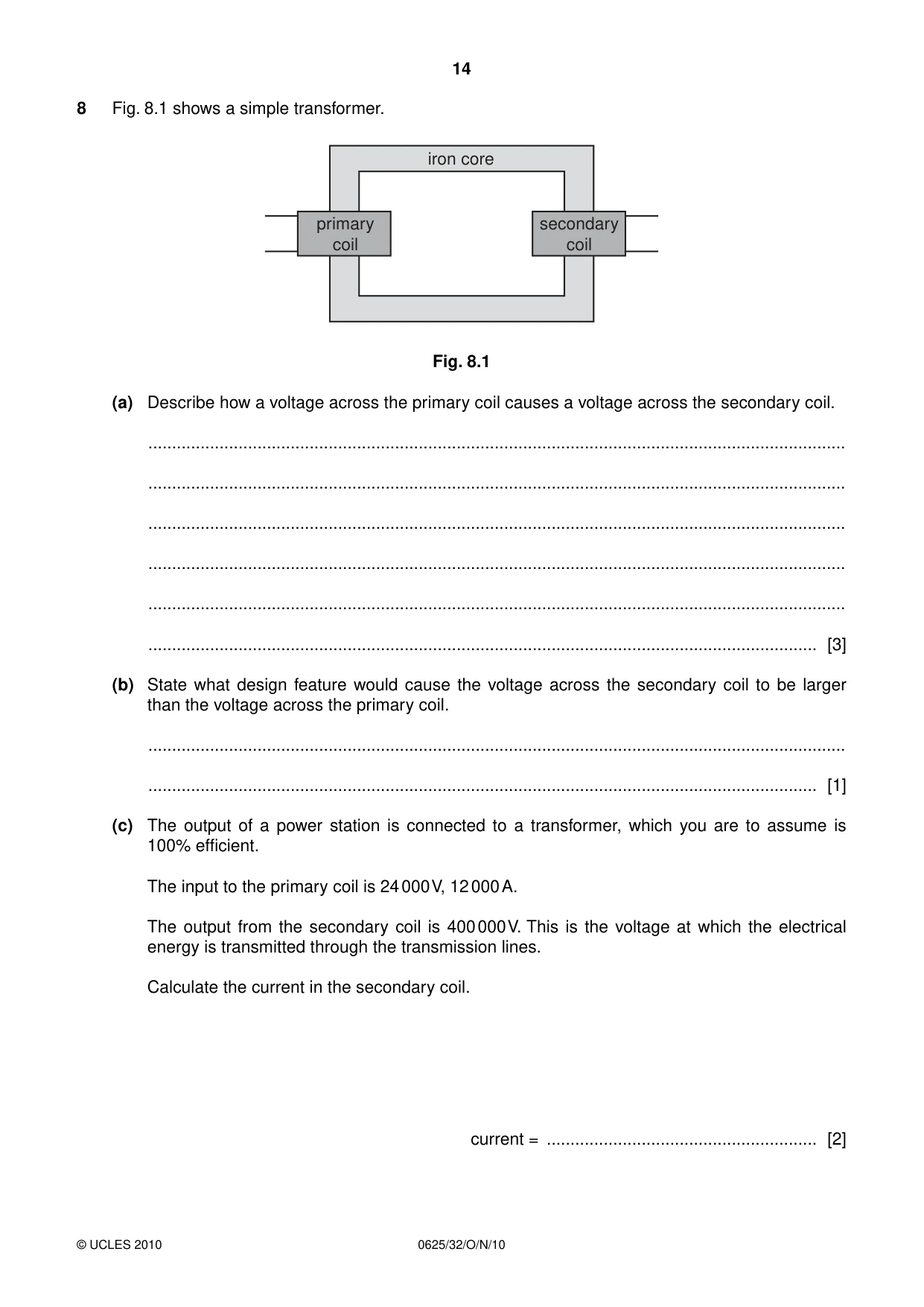 Cambridge IGCSE Physics 0625 2010 Oct/Nov Paper 3 · Variant 2 question paper, page 14 of 20