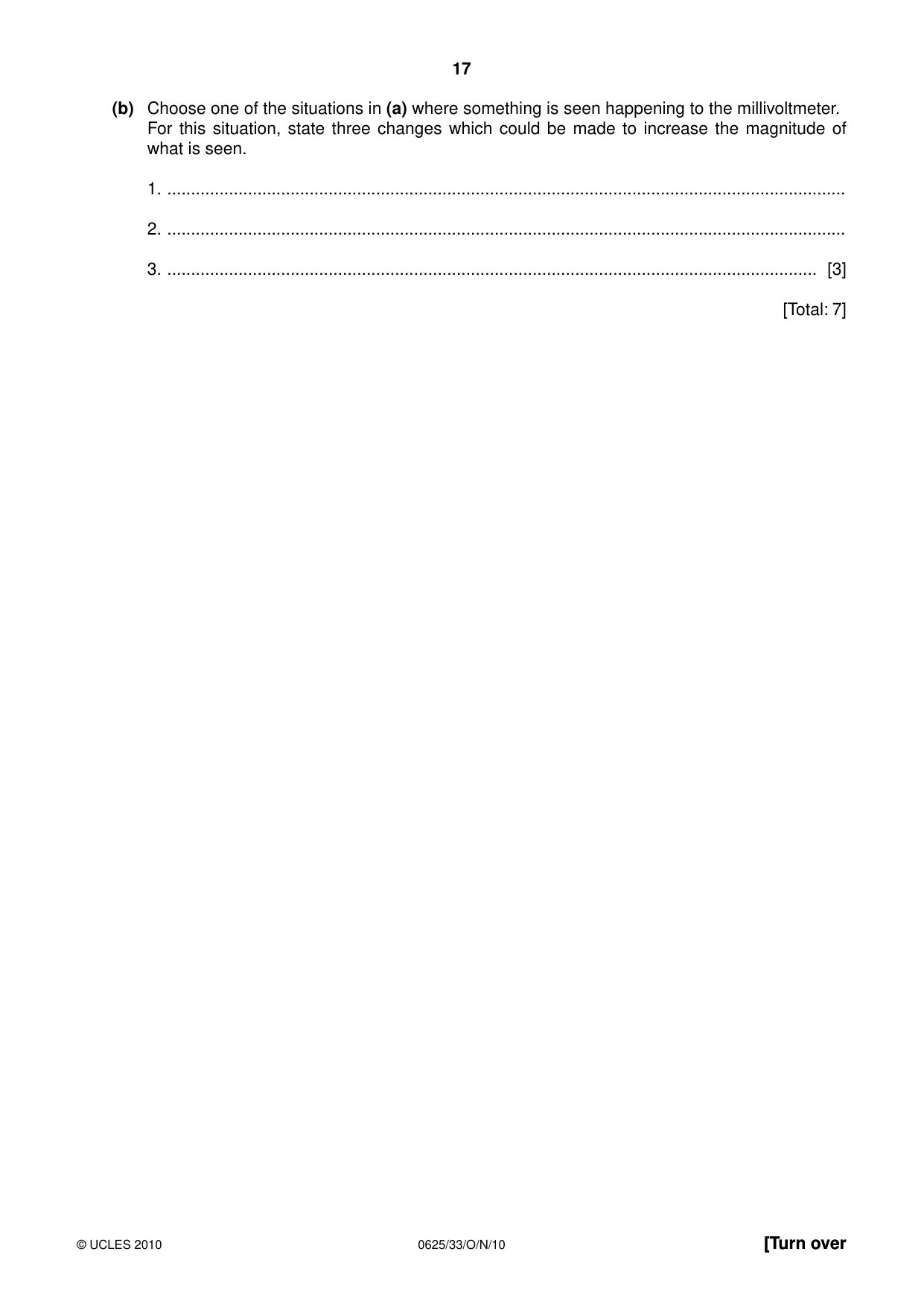 Cambridge IGCSE Physics 0625 2010 Oct/Nov Paper 3 · Variant 3 question paper, page 17 of 20