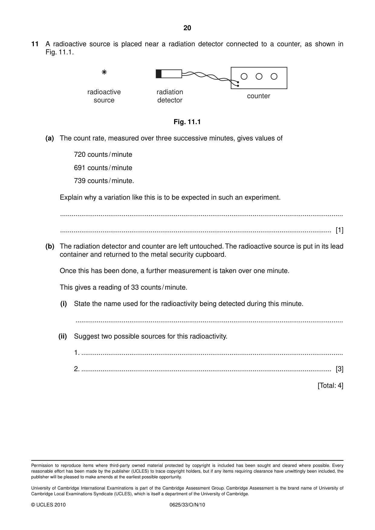 Cambridge IGCSE Physics 0625 2010 Oct/Nov Paper 3 · Variant 3 question paper, page 20 of 20