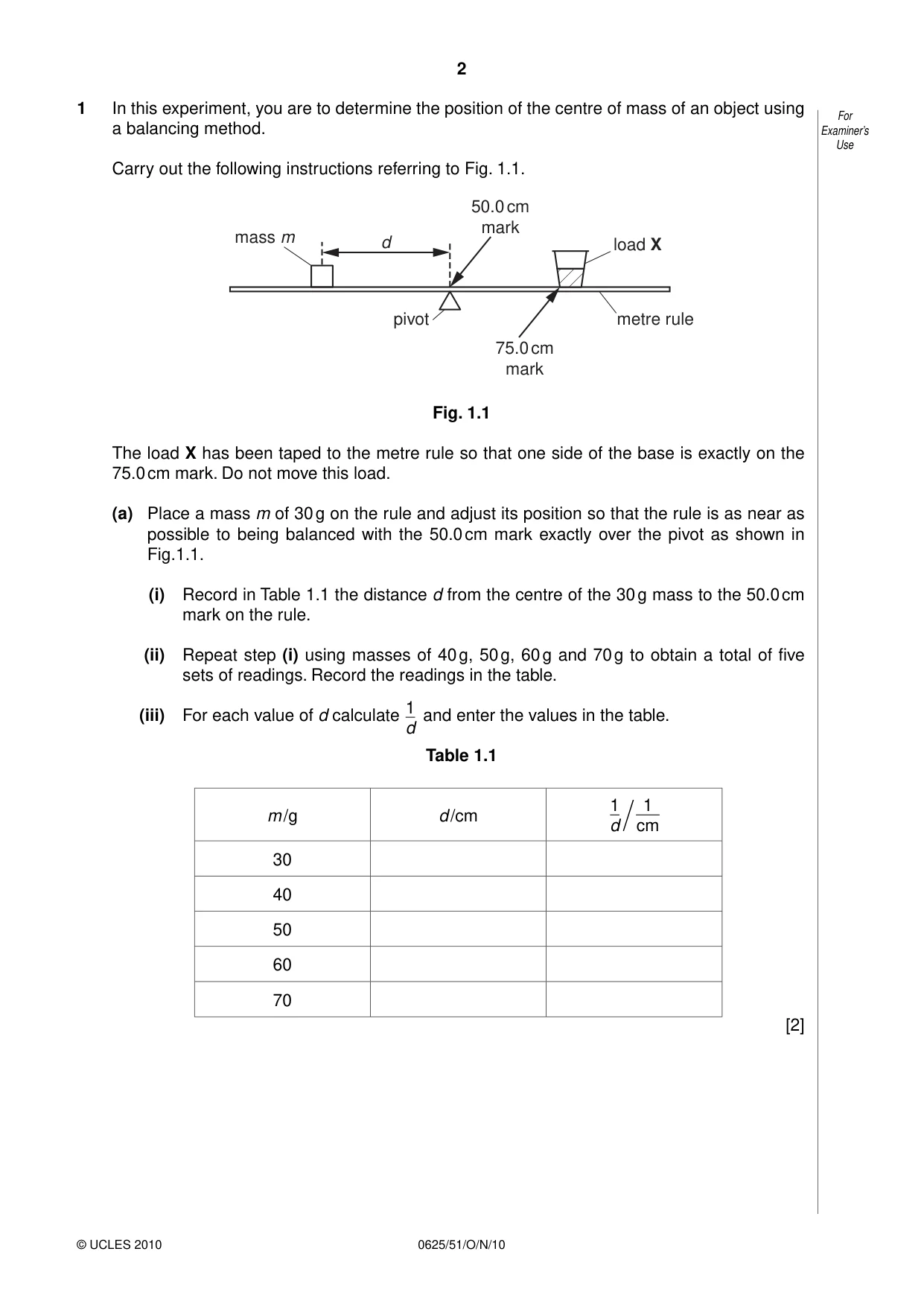 Cambridge IGCSE Physics 0625 2010 Oct/Nov Paper 5 · Variant 1 question paper, page 2 of 12