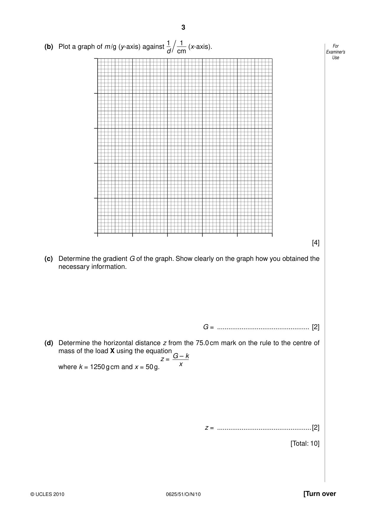 Cambridge IGCSE Physics 0625 2010 Oct/Nov Paper 5 · Variant 1 question paper, page 3 of 12