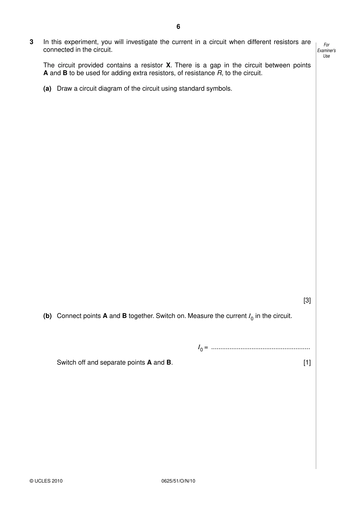 Cambridge IGCSE Physics 0625 2010 Oct/Nov Paper 5 · Variant 1 question paper, page 6 of 12