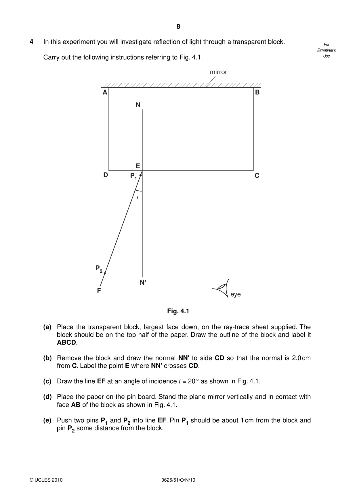 Cambridge IGCSE Physics 0625 2010 Oct/Nov Paper 5 · Variant 1 question paper, page 8 of 12