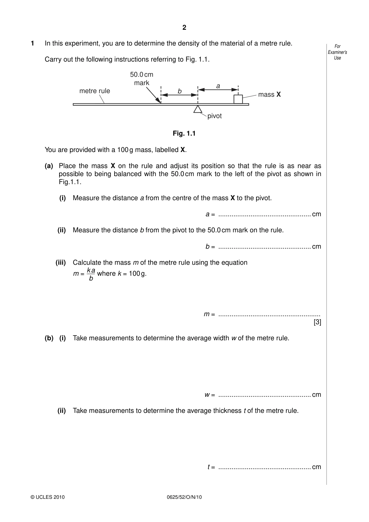 Cambridge IGCSE Physics 0625 2010 Oct/Nov Paper 5 · Variant 2 question paper, page 2 of 12