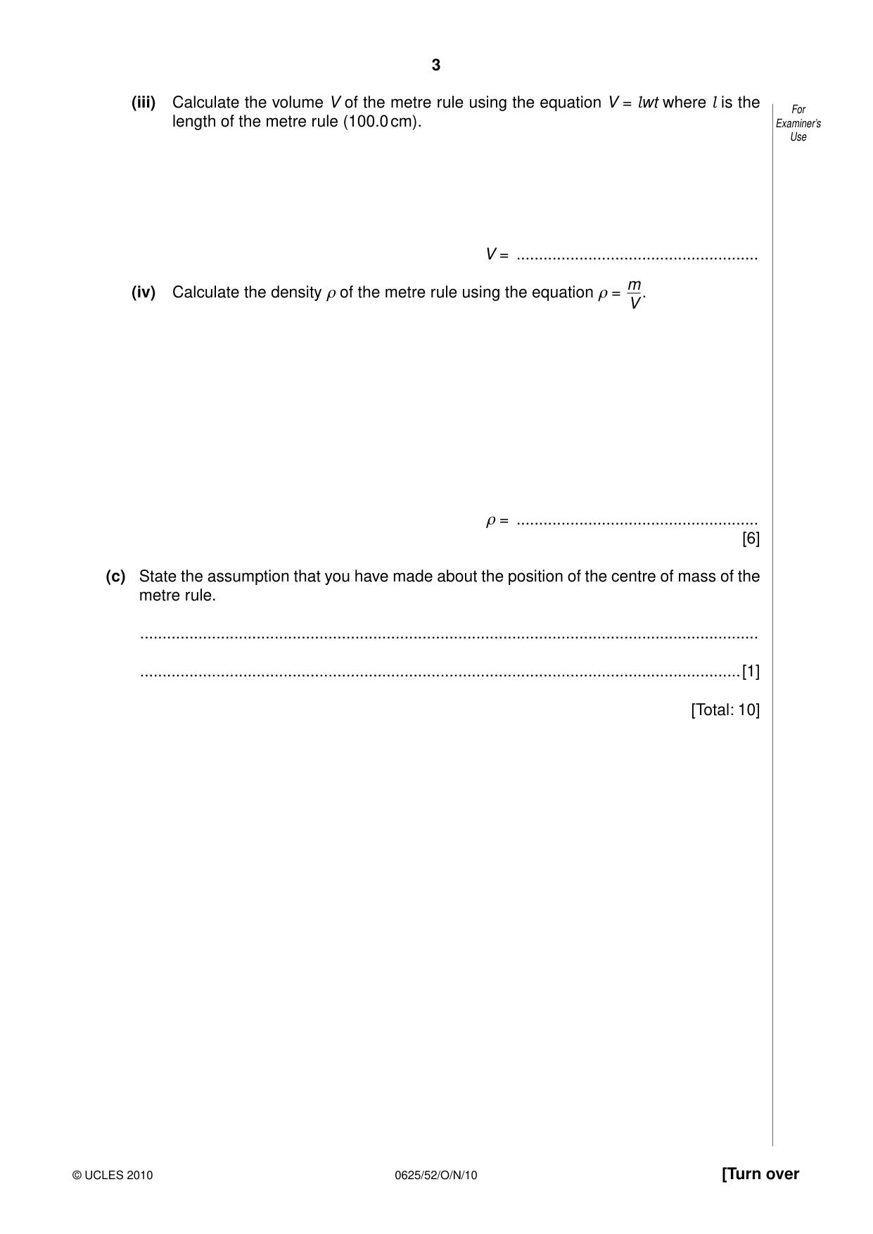 Cambridge IGCSE Physics 0625 2010 Oct/Nov Paper 5 · Variant 2 question paper, page 3 of 12