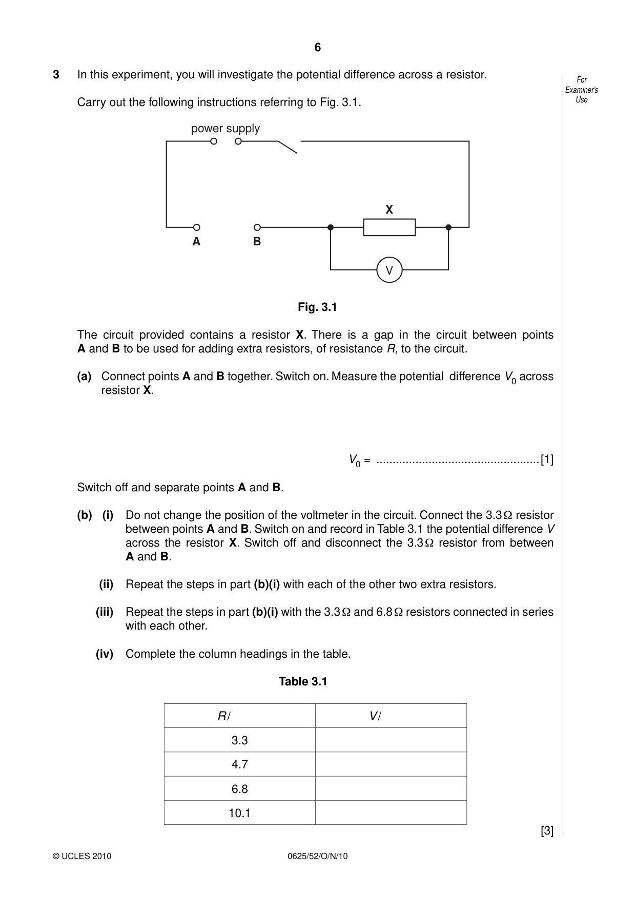 Cambridge IGCSE Physics 0625 2010 Oct/Nov Paper 5 · Variant 2 question paper, page 6 of 12