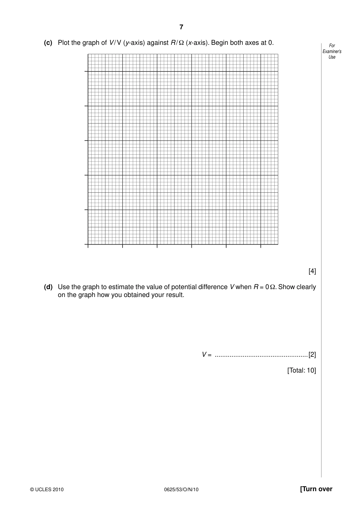 Cambridge IGCSE Physics 0625 2010 Oct/Nov Paper 5 · Variant 3 question paper, page 7 of 12